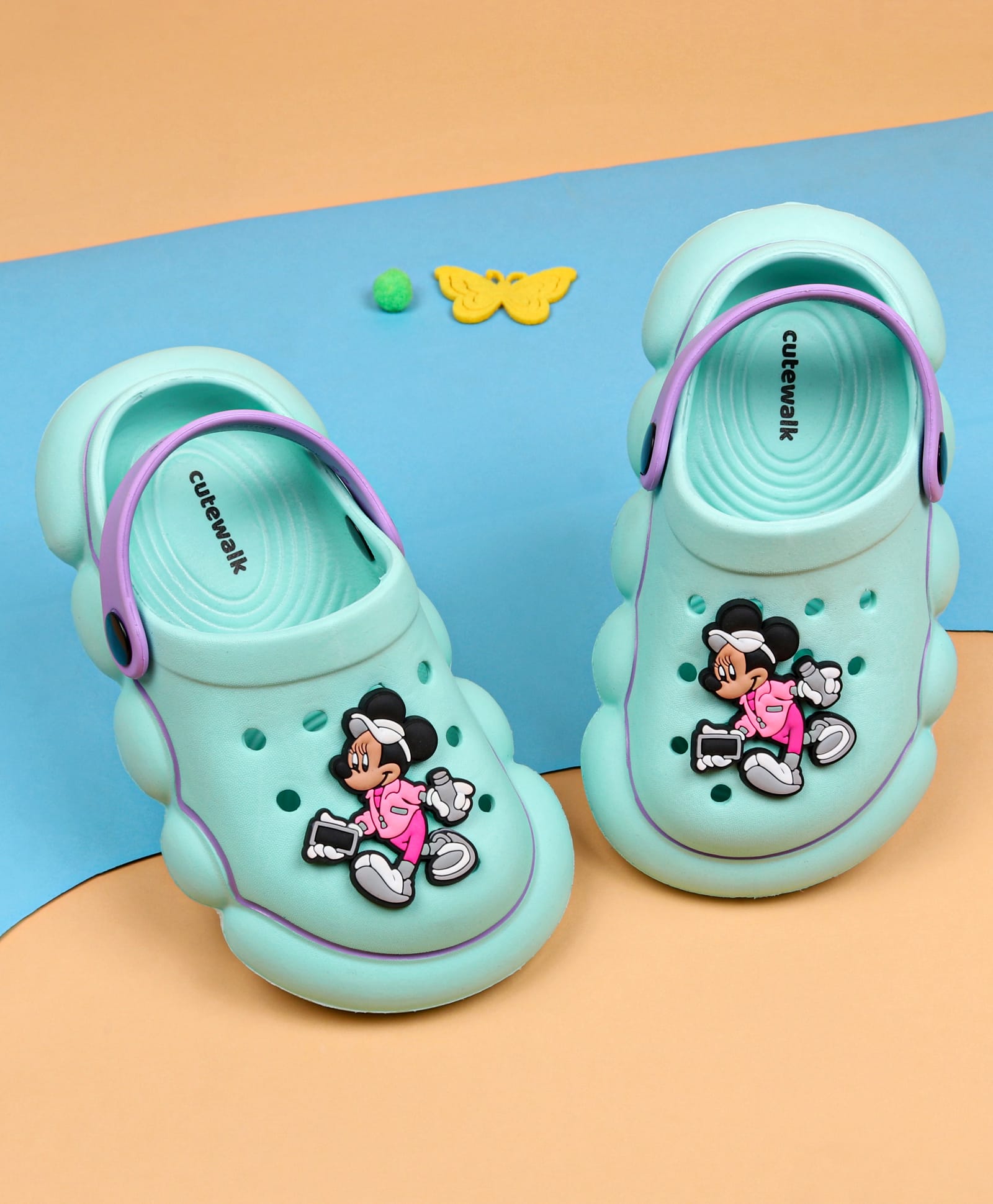 Cute Walk by Babyhug Disney Clogs With Back Strap Closure & Mickey Mouse Applique - Aqua Blue-image-47