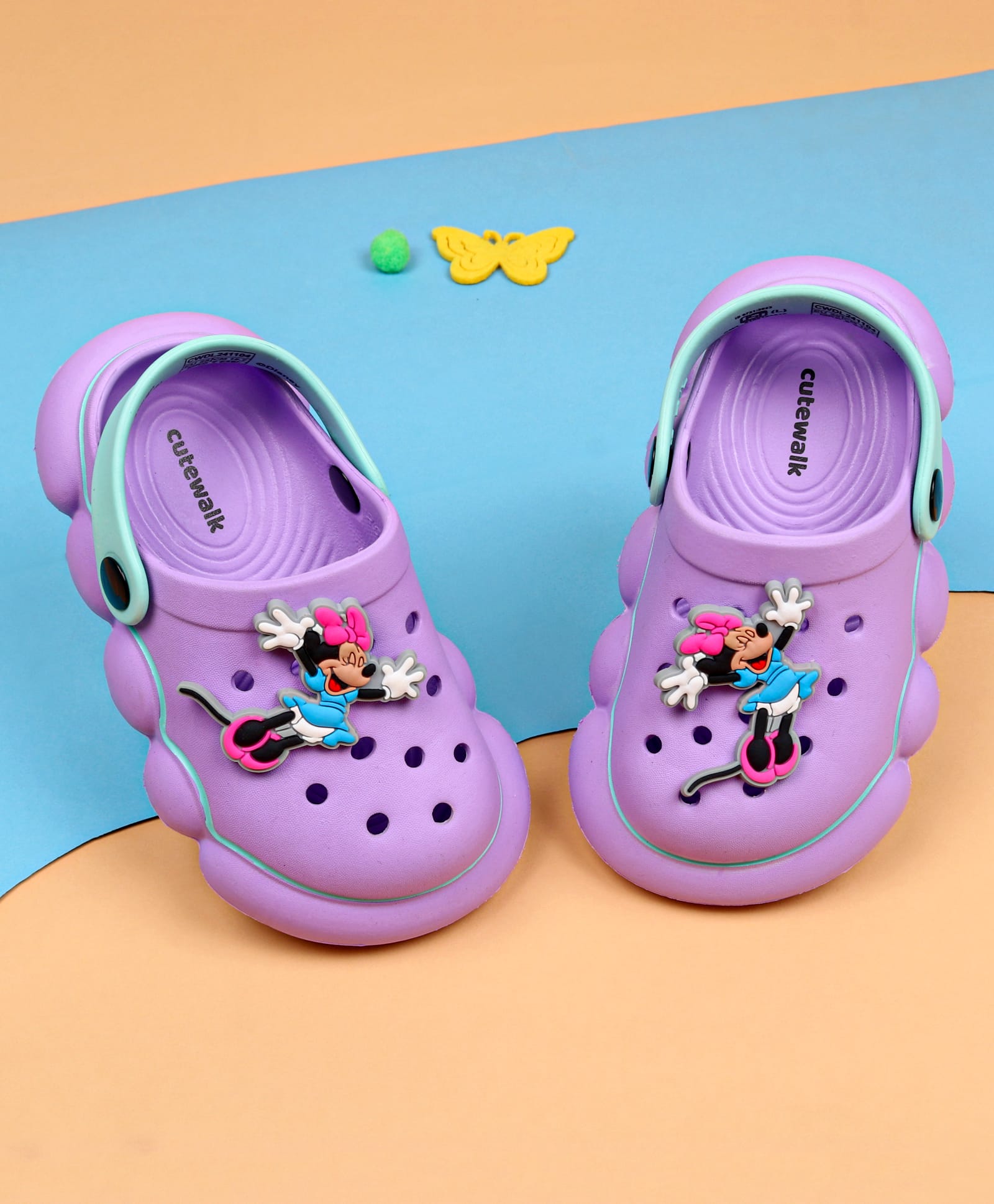 Cute Walk by Babyhug Disney Clogs With Back Strap Closure & Minnie Mouse Applique - Purple-picture-12