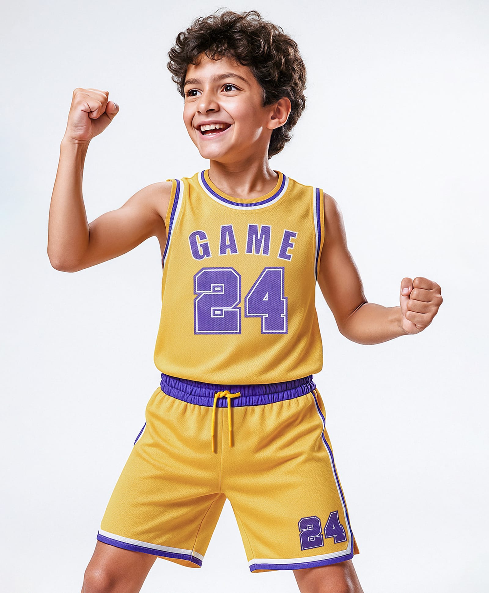 Pine Active Sleeveless Basketball T-Shirt & Short With Game Print - Yellow-picture-23