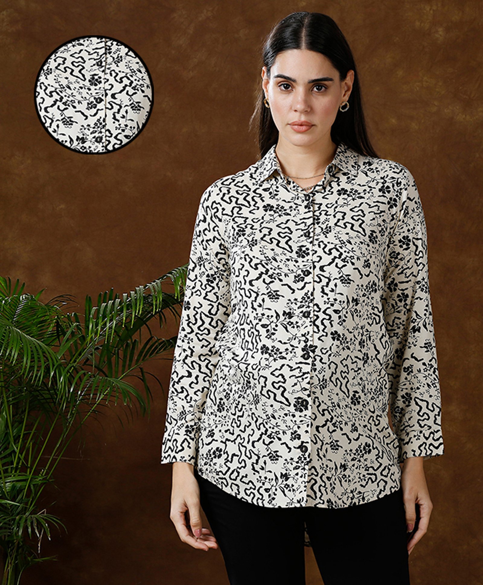 MomToBe Full Sleeves Floral Printed Maternity Shirt - Beige-picture-17