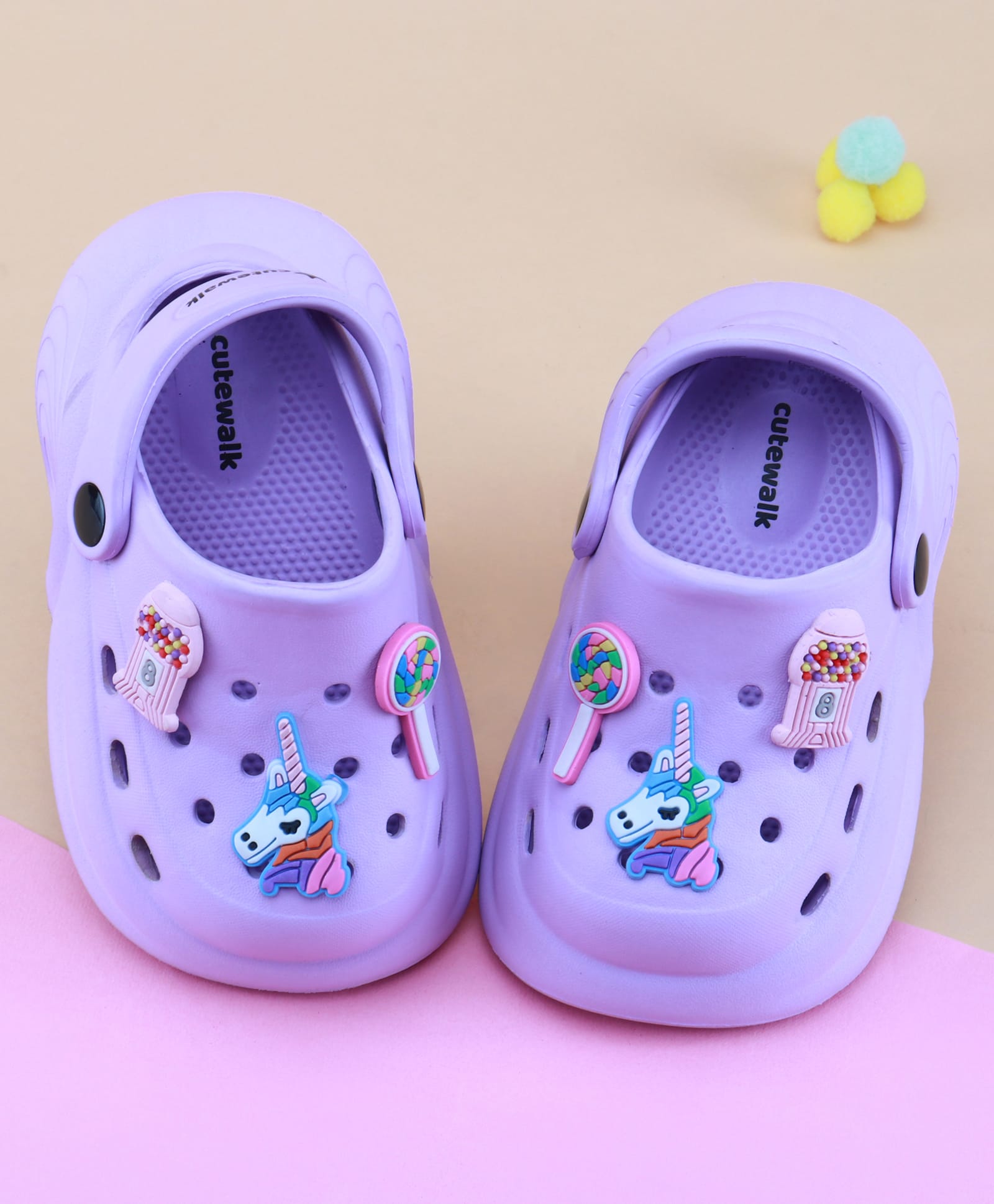 Cute Walk by Babyhug Clogs with Back Strap Closure & Unicorn Applique - Purple-picture-12