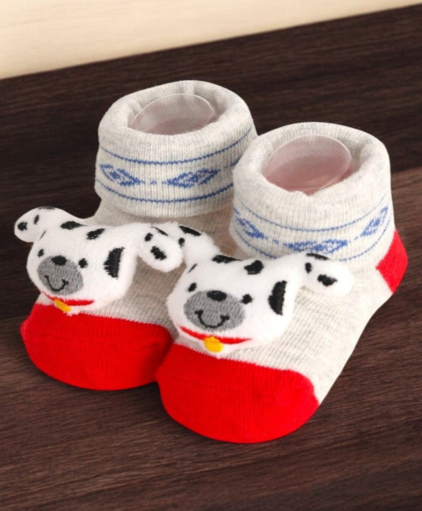Yellow Bee Cotton Bear Designed Socks - Red & Grey-picture-21