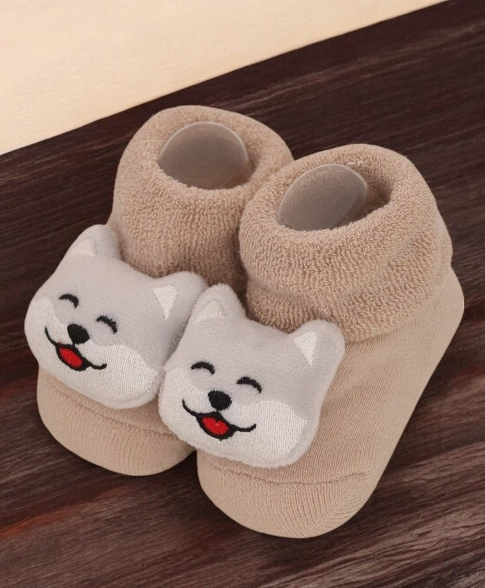 Yellow Bee Cotton Kitty Applique Solid Socks - Beige-picture-14