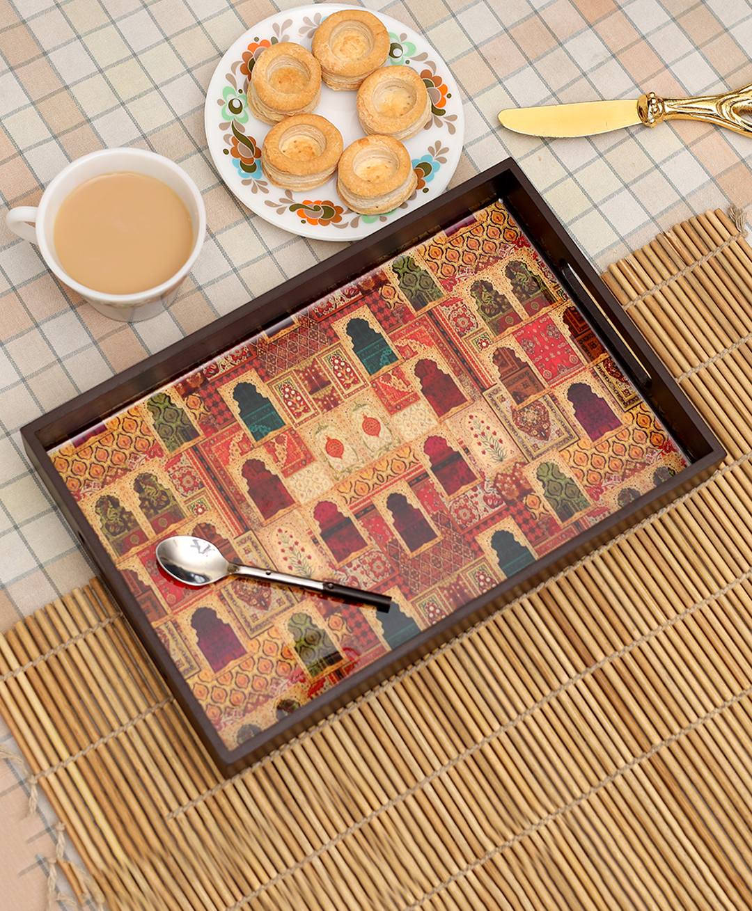 DULI Deco Enamel Coated Multipurpose Serving Tray for Home and Dining Table-picture-21