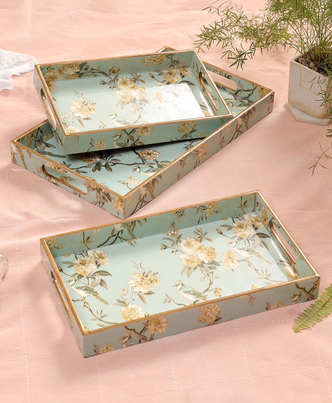 DULI Set of 3 Enamel Coated Multipurpose Waterproof Serving Trays for Home and Dining Table-picture-27