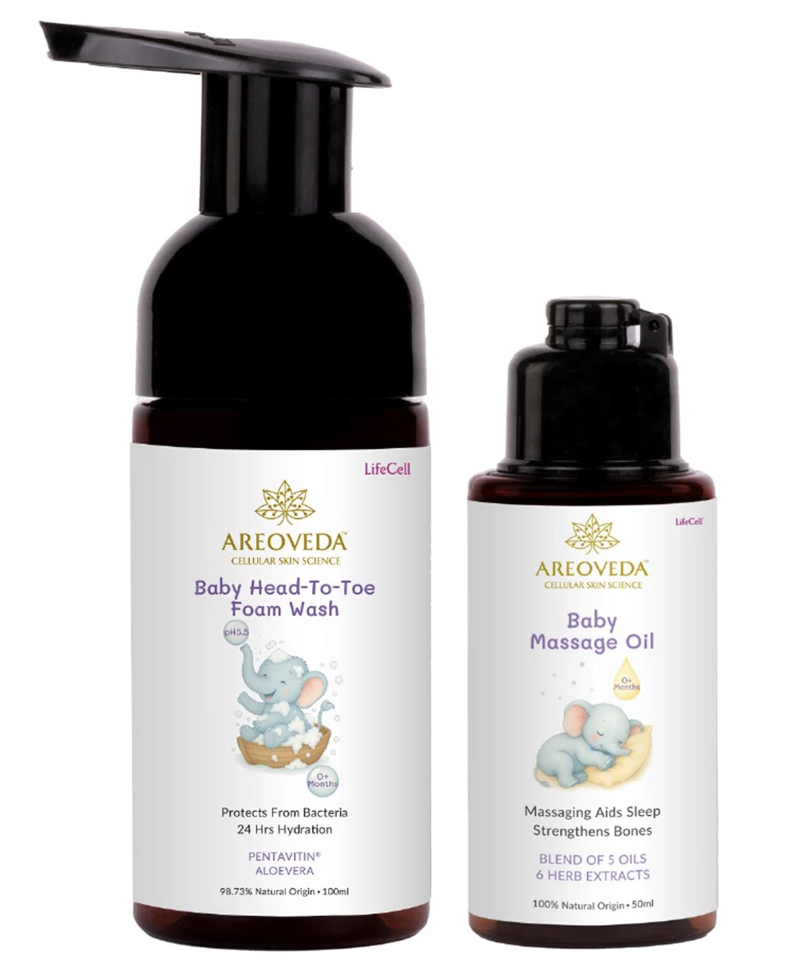 AreoVeda Baby Bath Bundle With Pentavitin| Blend of Oils & Herb Extracts I 24 Hrs Hydration | Massaging Strengthens Bones I Suitable For Newborns I Lab Tested, ECOCERT Certified & EWG Verified- 150 ml-image-34