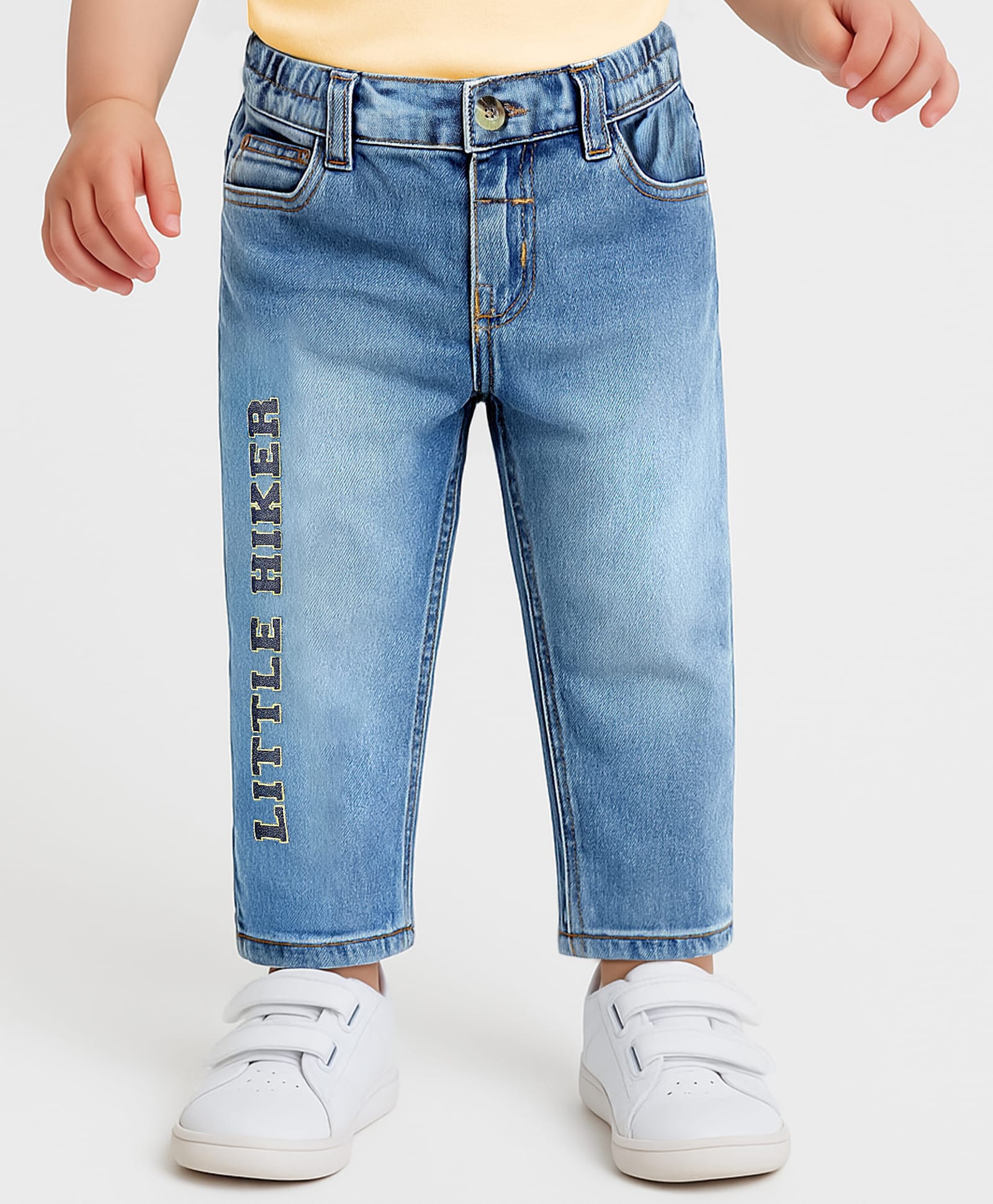 Babyoye Denim Full Length Jeans With Text Print - Light Blue-picture-19
