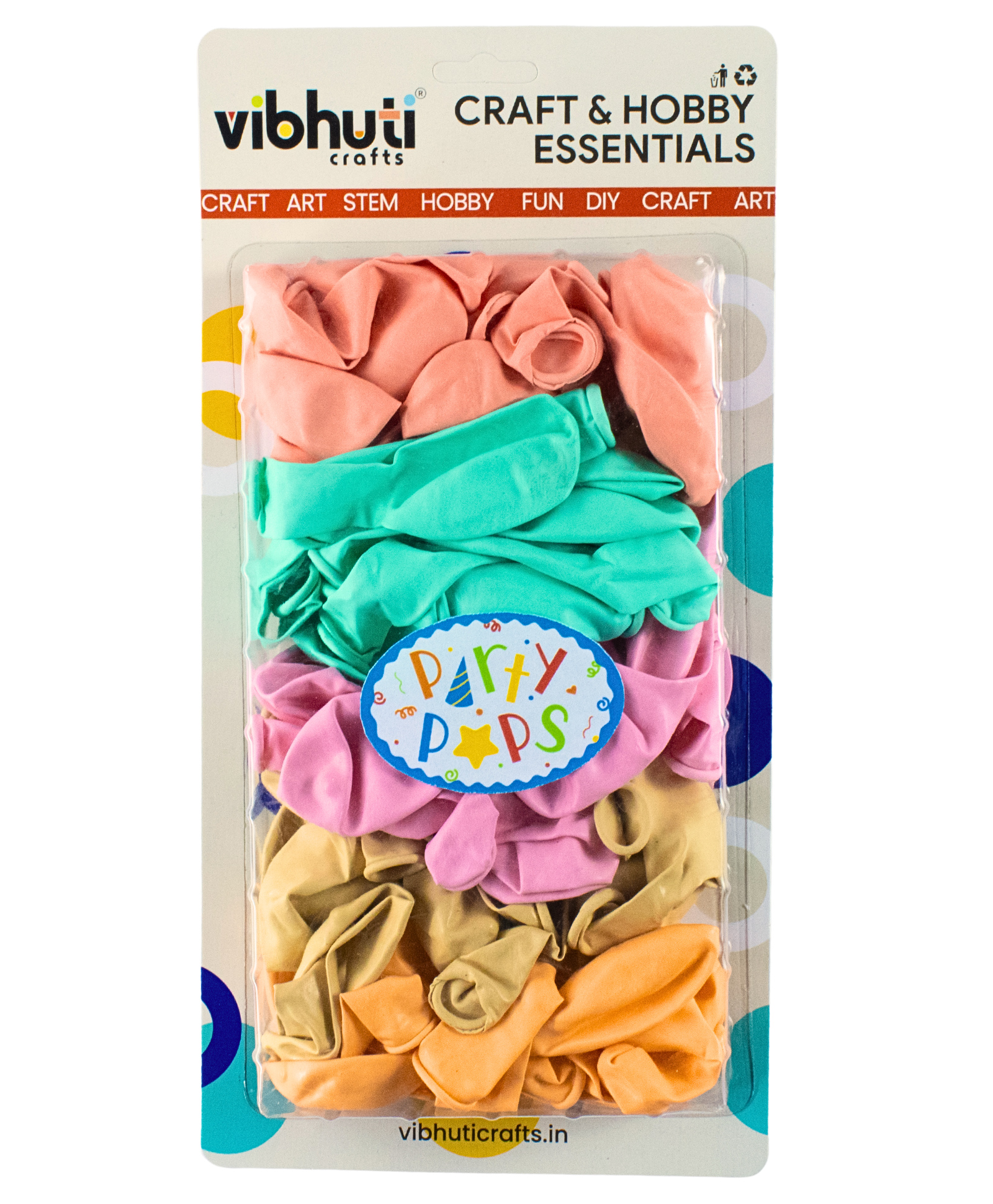vibhuti crafts Pastel Party Balloons - Assorted Pack of 50 Multicolor Balloons for Birthdays, Kids' Parties, and Festive Decorations | Soft Peach, Pink, Turquoise, Beige, Orange-picture-21