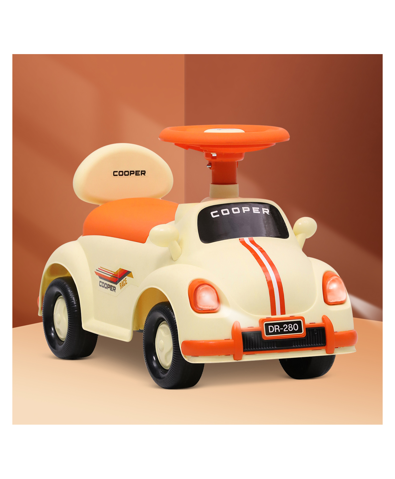 Dash Car Ride-On For Kids With Headlights Music Under Seat Storage Big Wheels And Push Handle Ideal Ride-On for 1+ Years Kids 20 kg Capacity Durable Blue Baby Toy Car