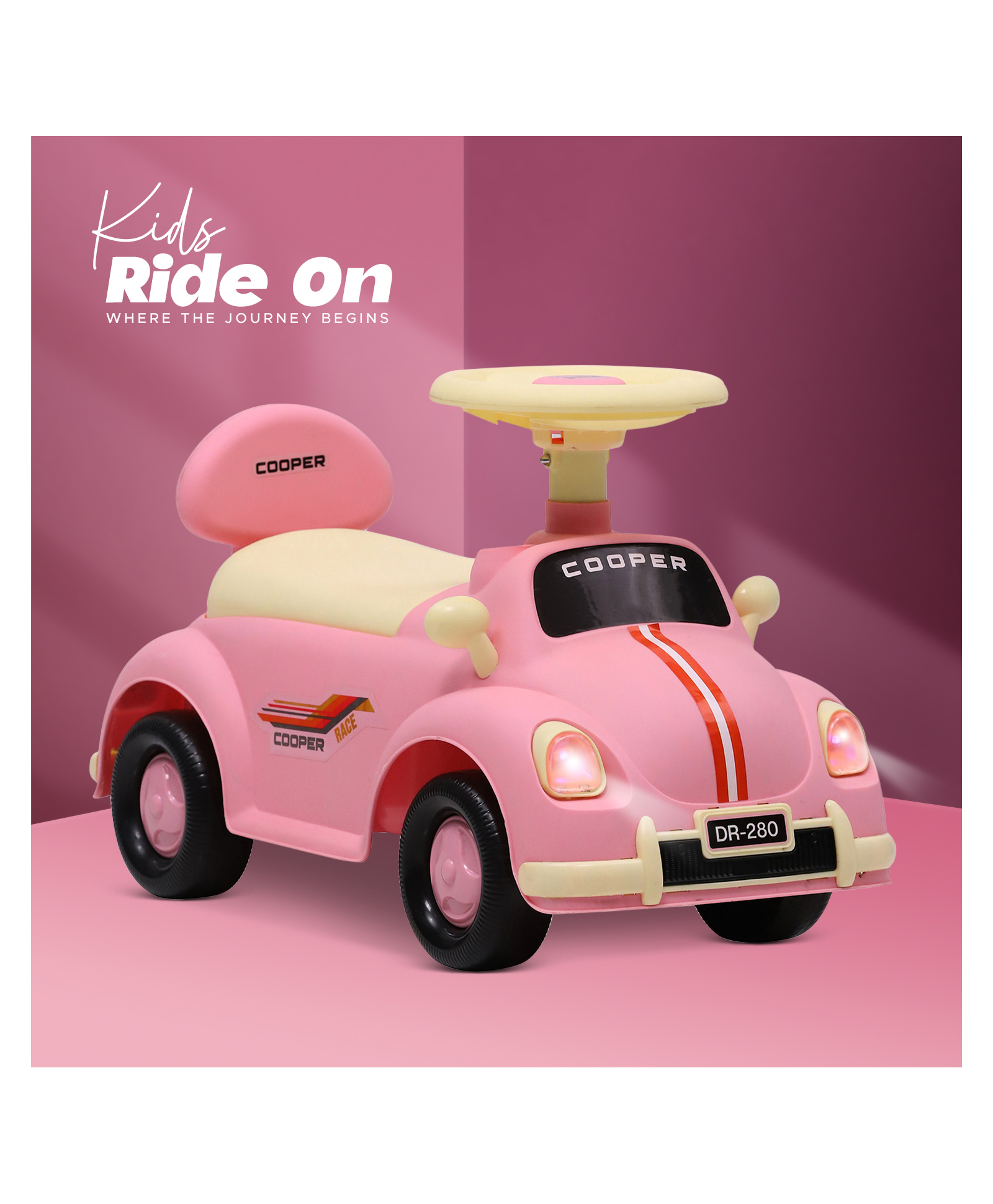 Dash Car Ride-On For Kids With Headlights Music Under Seat Storage Big Wheels And Push Handle Ideal Ride-On for 1+ Years Kids 20 kg Capacity Durable Blue Baby Toy Car-image-24