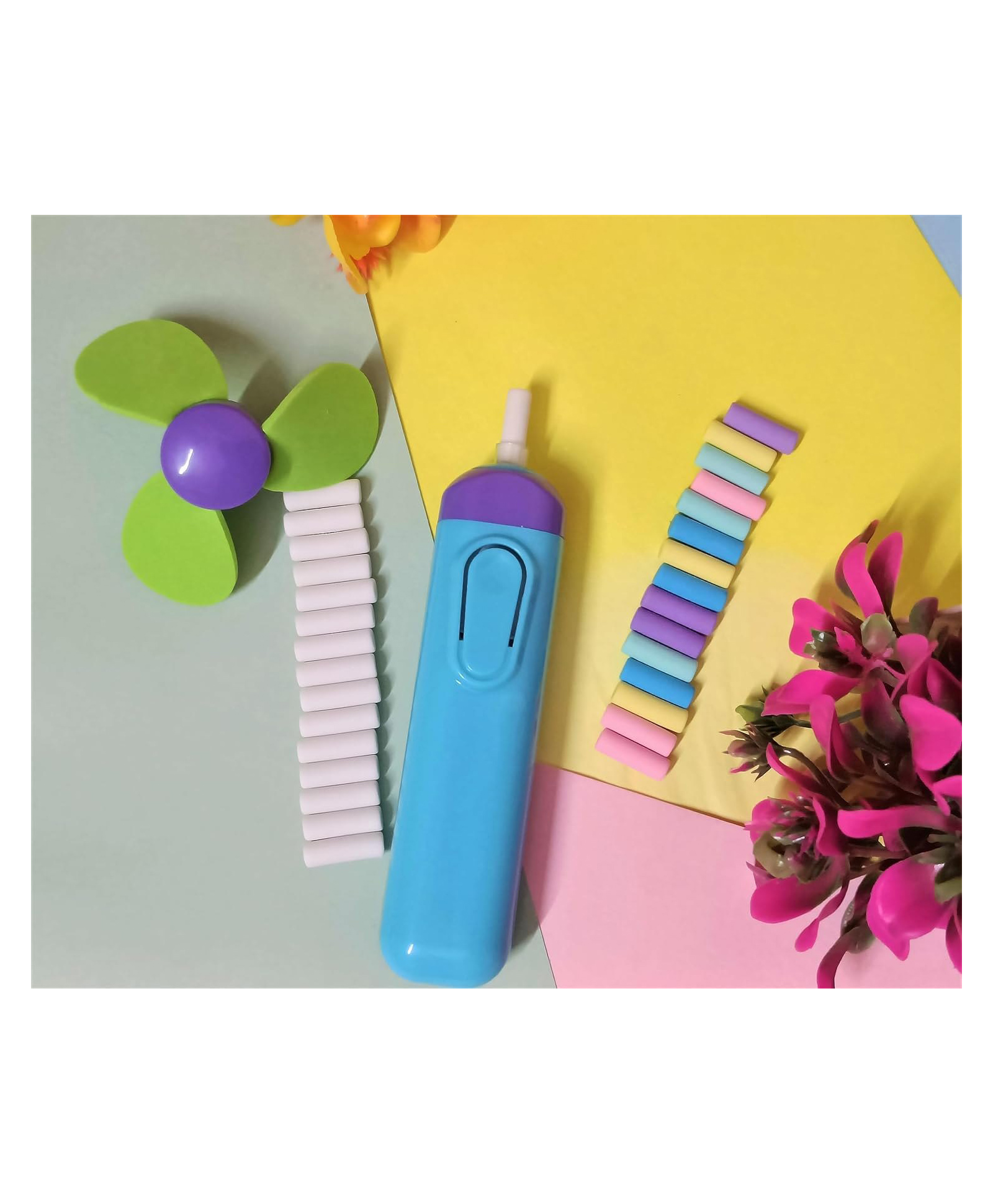 INPOUT Electric Eraser for Kids with 15 refills and 1 Fan(Color may vary)-picture-3