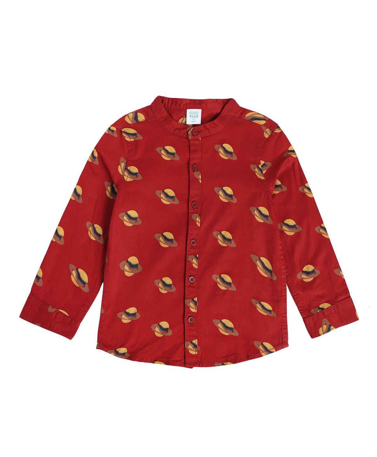 MINI KLUB Cotton Full Sleeves Saturn Printed Shirt - Red-image-32