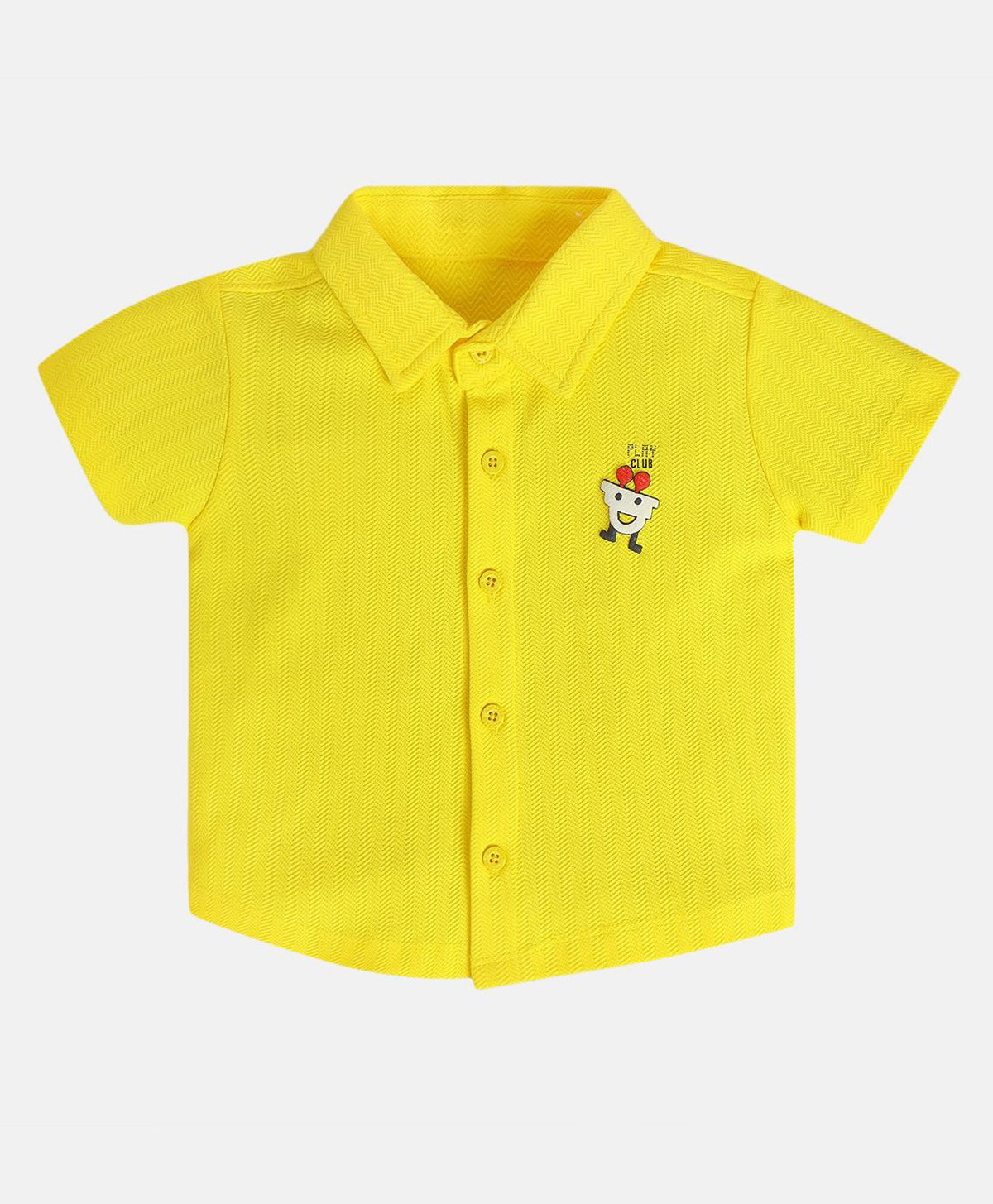 MINI KLUB Cotton Half Sleeves Abstract Patch Detailed Shirt - Yellow-image-24