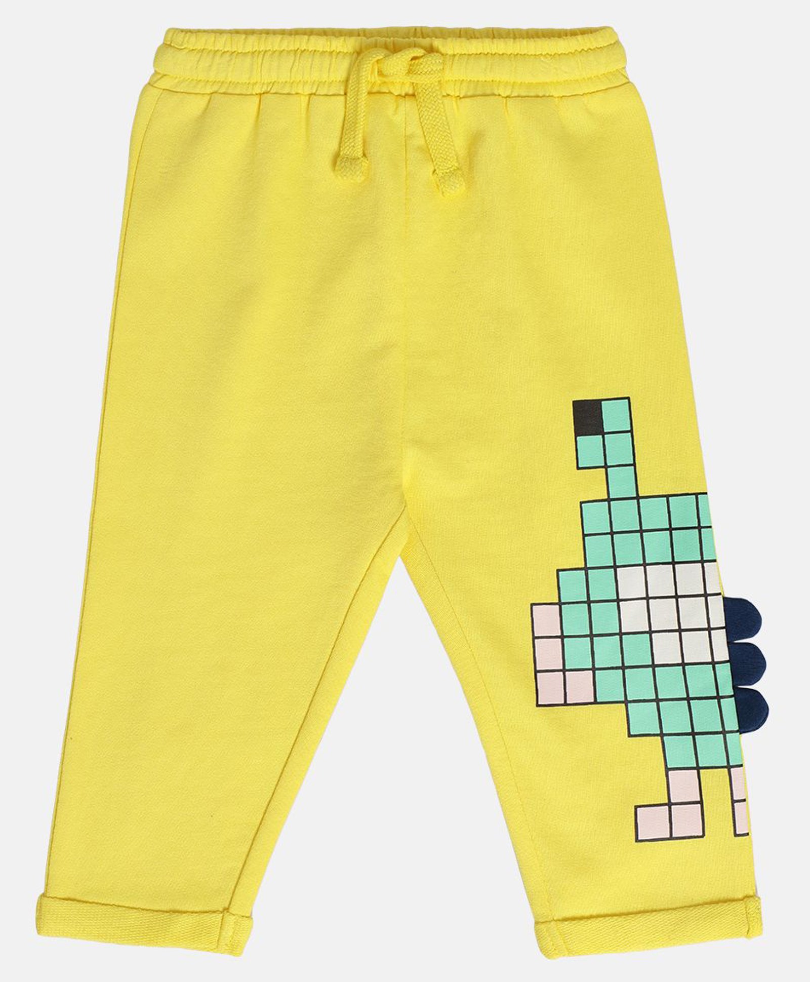 MINI KLUB Cotton Geometric Printed Pant - Yellow-image-21