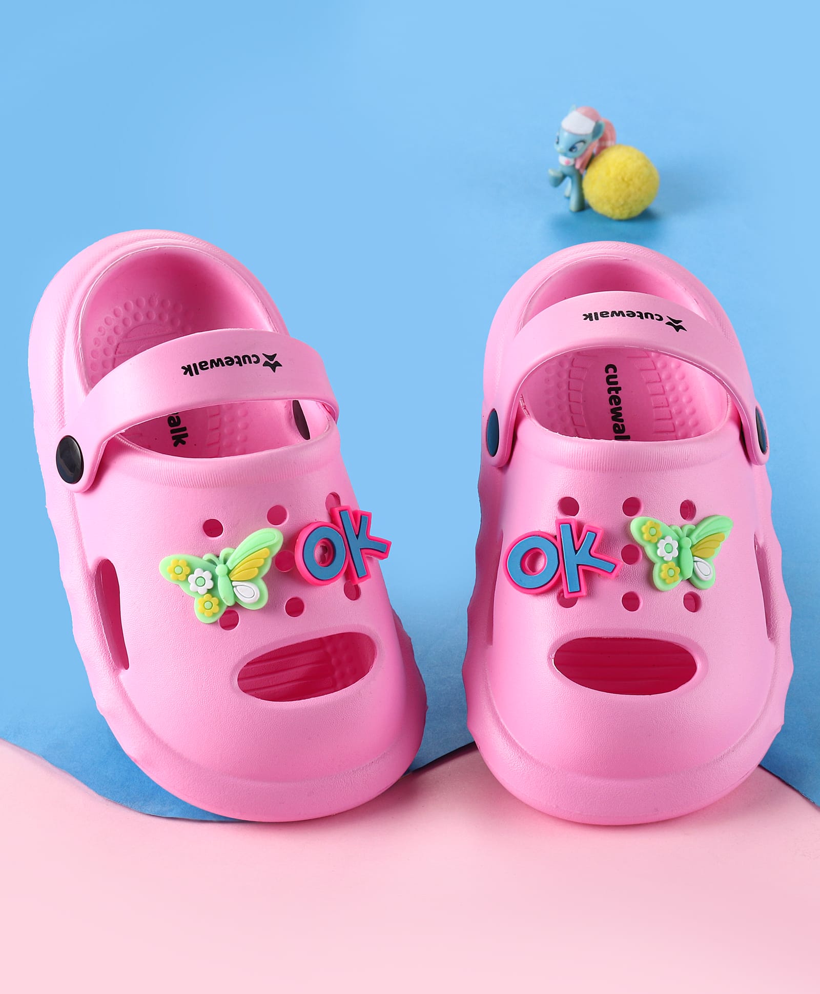 Cute Walk by Babyhug Backstrap Clogs with Butterfly Applique - Pink-picture-17