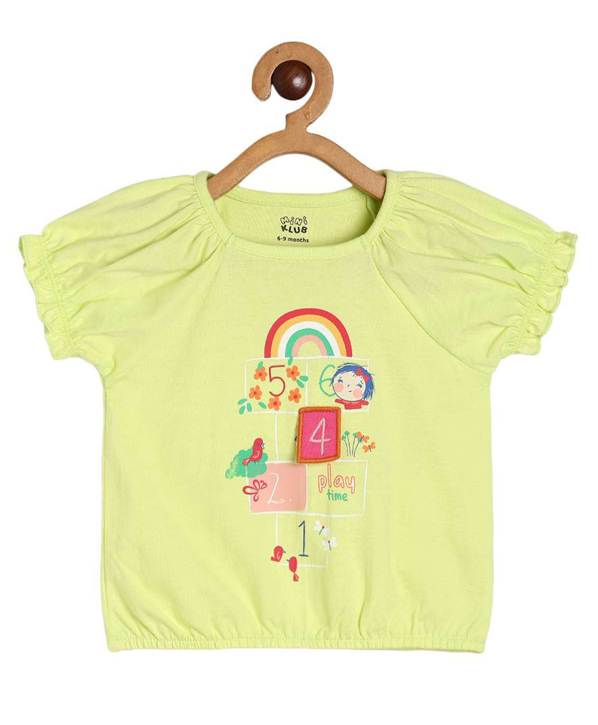MINI KLUB Cotton Half Sleeves Numerical Printed Top - Green-picture-37