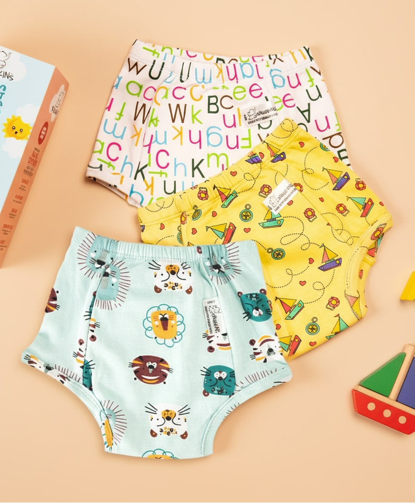 Snugkins Potty Training Padded Underwear for Babies/Kids 100% Cotton (7-8 Years) Pack of 3-picture-27