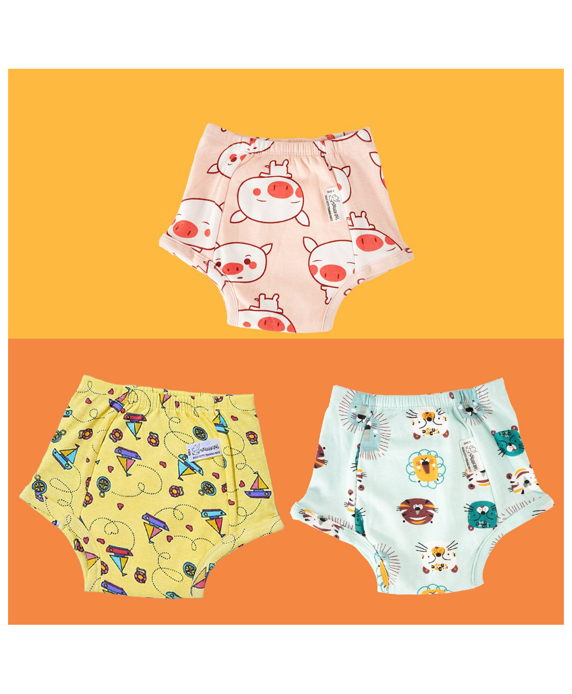 Snugkins Potty Training Padded Underwear for Babies/Kids 100% Cotton (6-7 Years) Pack of 3-picture-33
