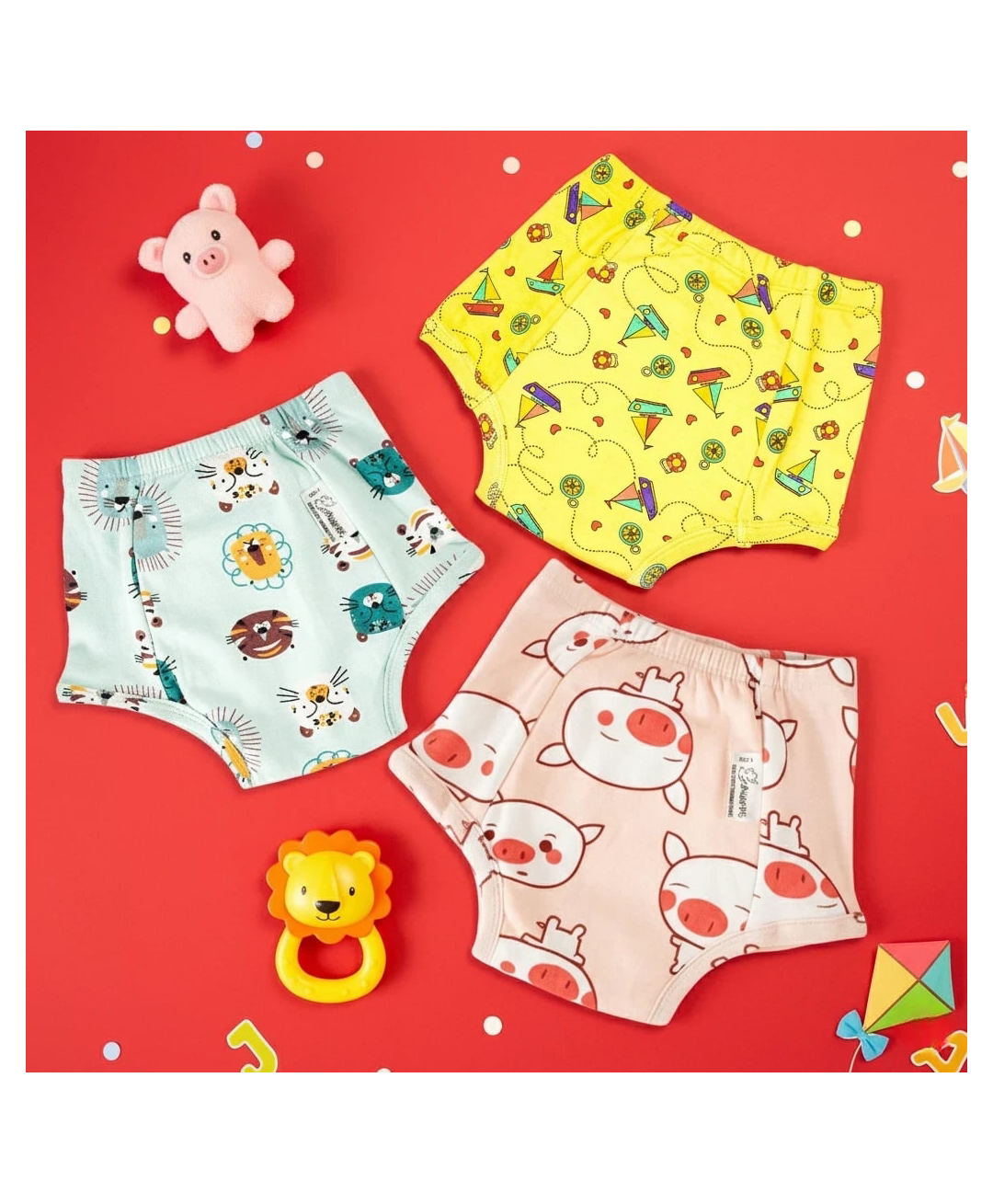 Snugkins Potty Training Padded Underwear for Babies/Kids 100% Cotton (7-8 Years) Pack of 3-picture-29