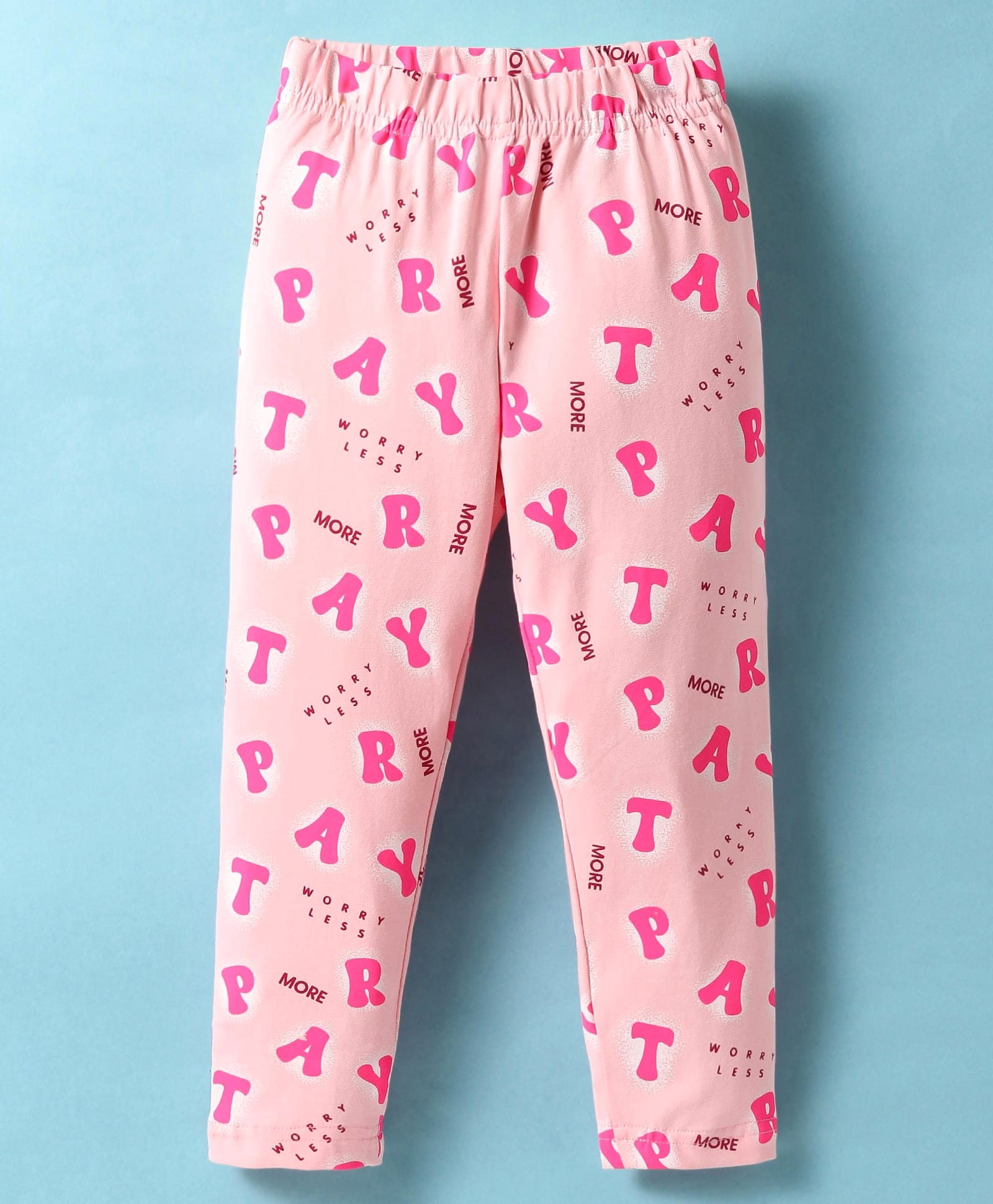 Doreme Single Jersey Knit Full Length Text Printed Leggings - Pink-picture-17