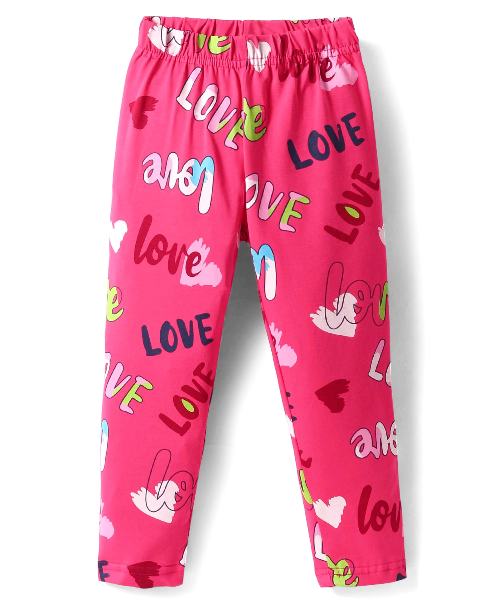 Doreme Single Jersey Knit Full Length Text Printed Leggings - Dark Pink-image-12