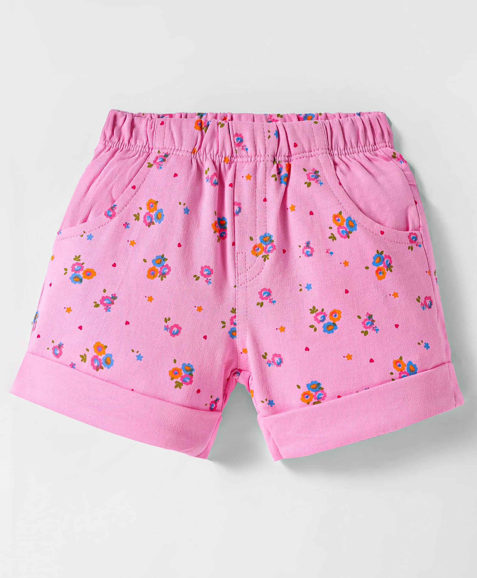 Tango Looper Knit Knee Length Shorts with Floral Print - Pink-image-36