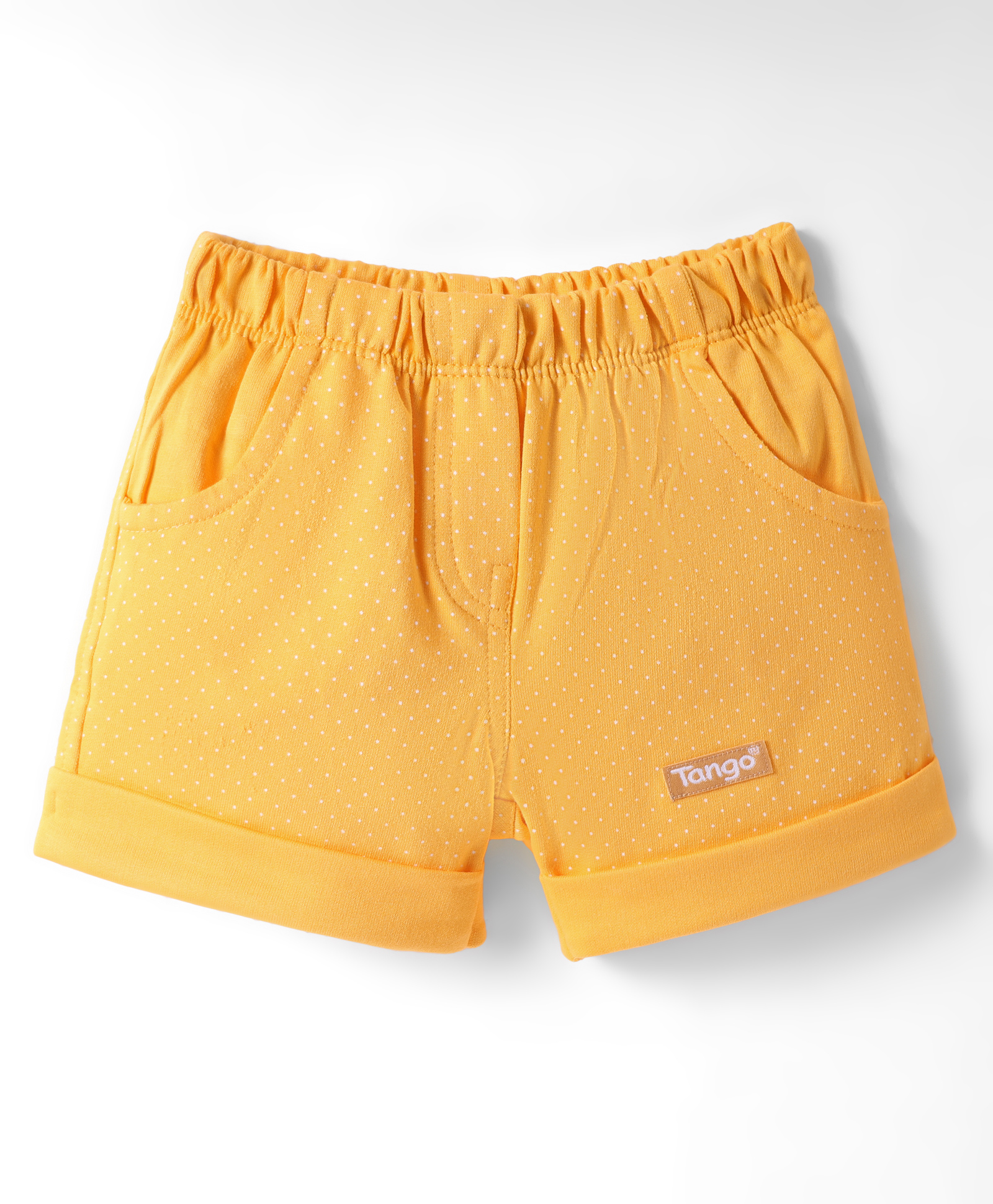 Tango Looper Knit Knee Length Shorts with Polka Dots Print - Yellow-picture-23