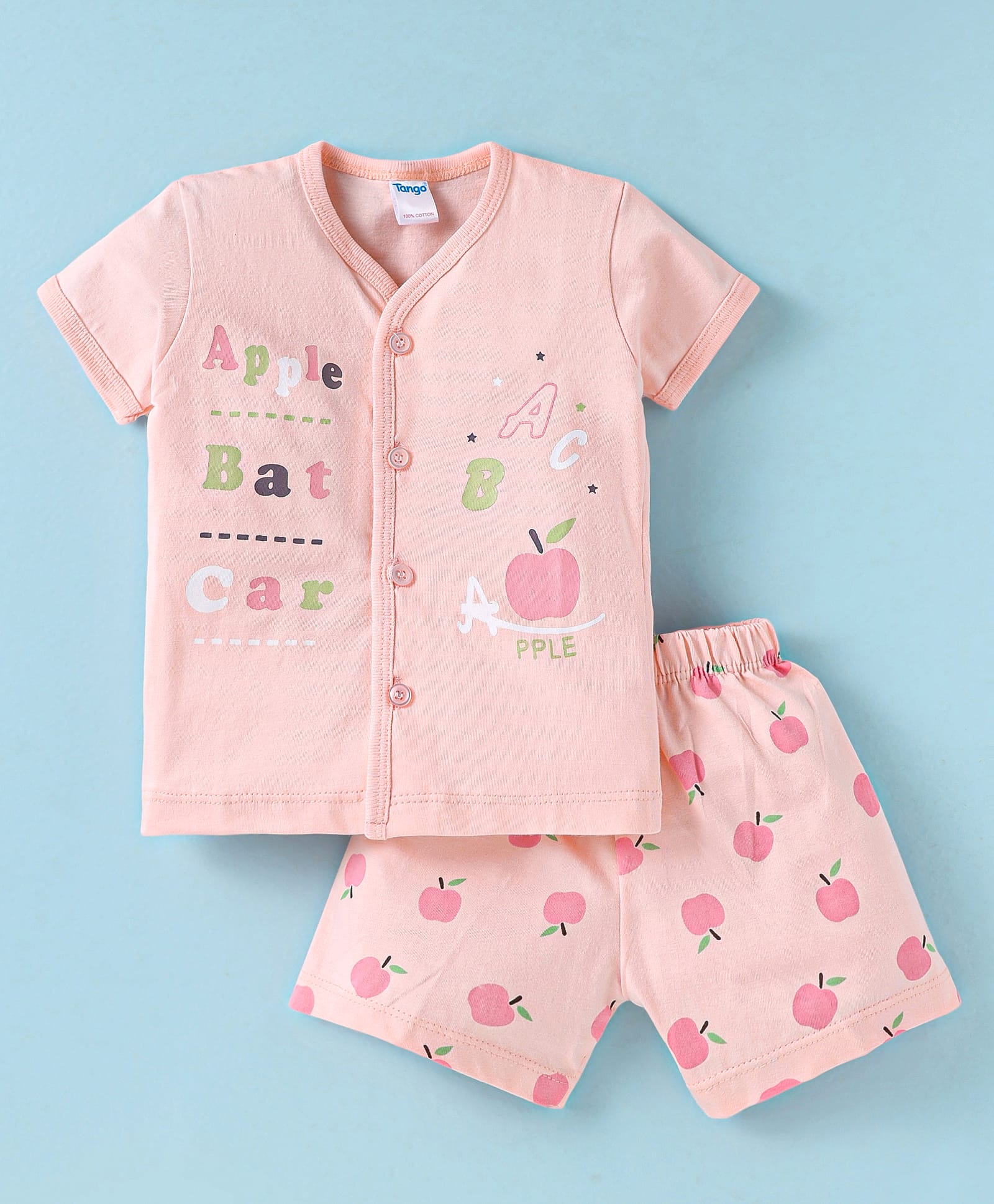 Tango Single Jersey Knit Half Sleeves Shorts Night Suit with Fruit Print - Pink-picture-22