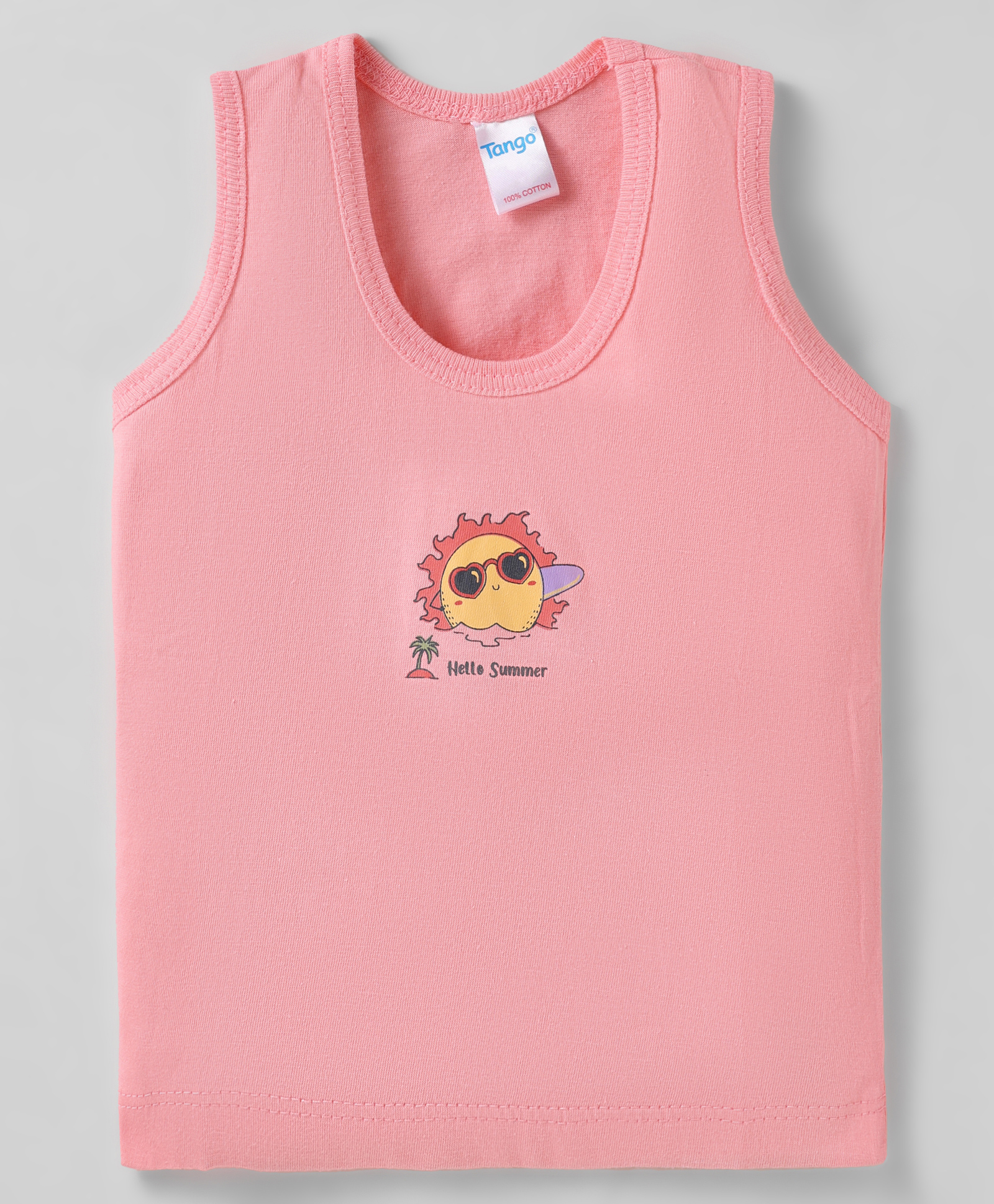 Tango Single Jersey Knit Sleeveless Vest With Sun Print - Coral-image-38