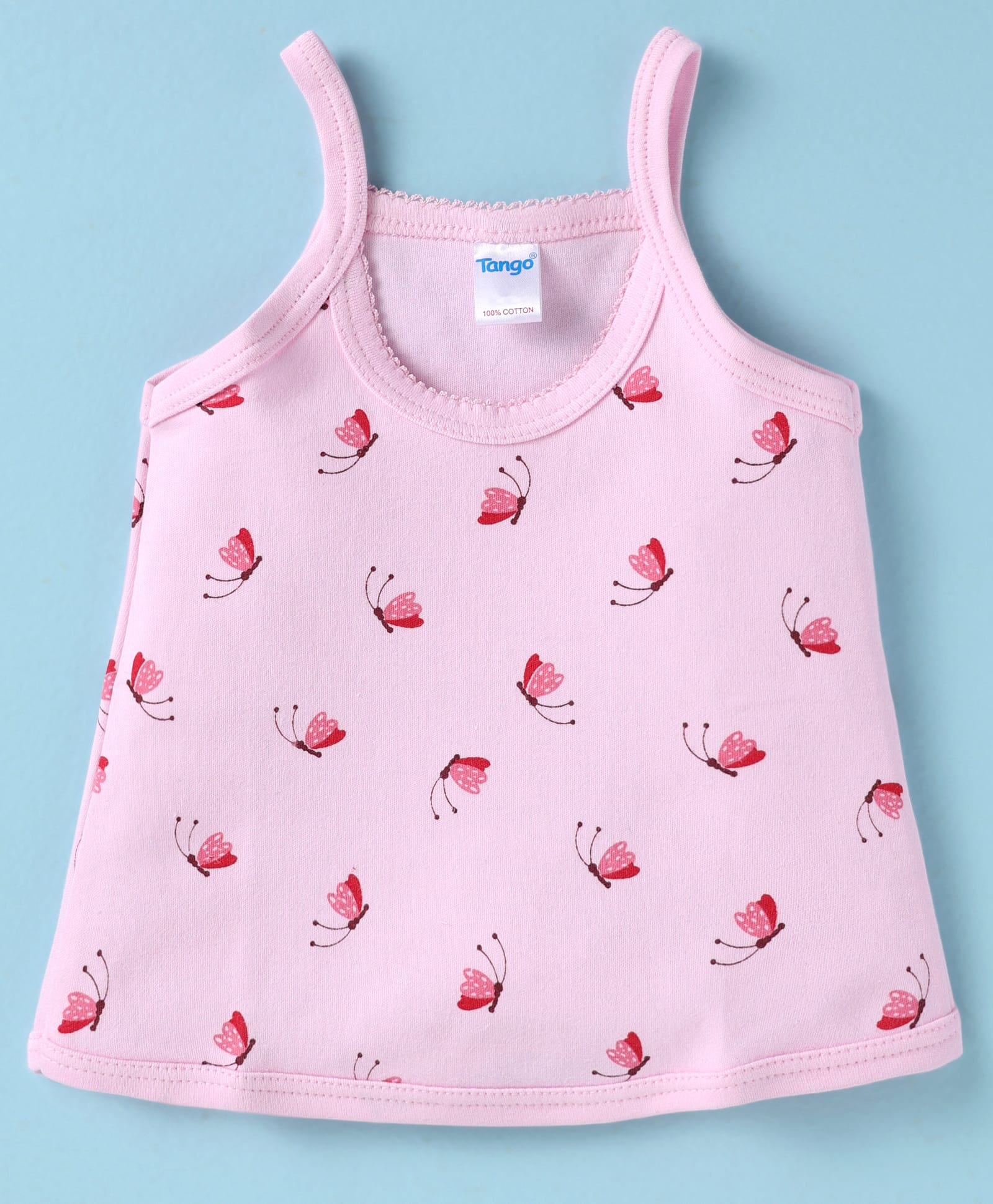 Tango Single Jersey Knit Sleeveless Slip With Butterfly Print - Pink-picture-14