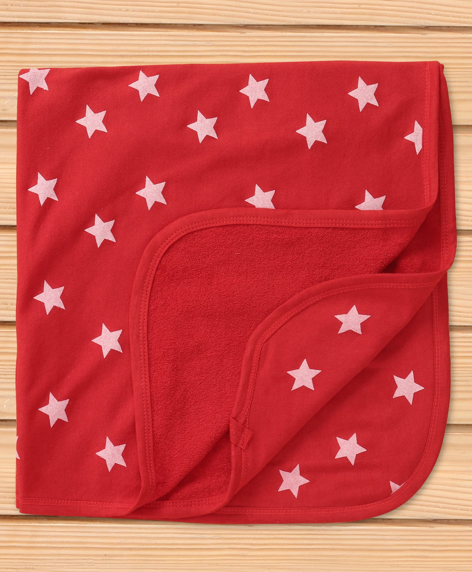 Babyhug Knit Terry Towel with Star Print L 77 x B 74 cm - Red-picture-14