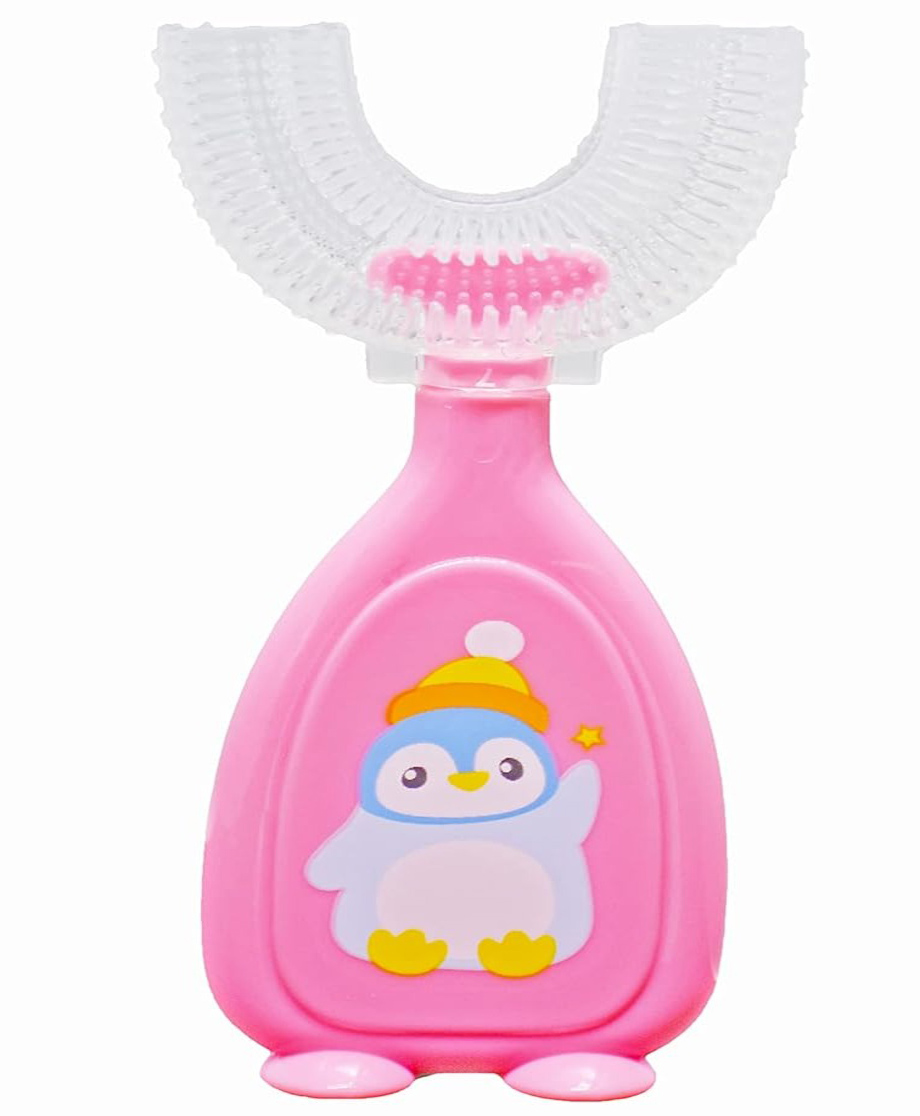 TOYPENTER U-Shaped Toothbrush for Baby | 360° Oral Teeth Cleaning Tools | Infants Toothbrush with Food Grade Silicone Head | Manual Toothbrush For new Born Baby (Pink)-image-43