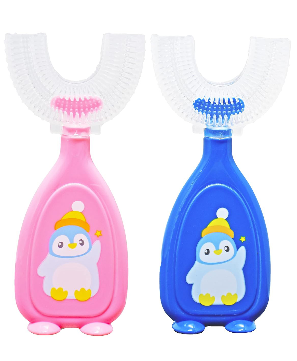 TOYPENTER U-Shaped Toothbrush for Baby | 360° Oral Teeth Cleaning Tools | Infants Toothbrush with Food Grade Silicone Head | Manual Toothbrush For new Born Baby (Pack of 2) (Blue & Pink)-image-44