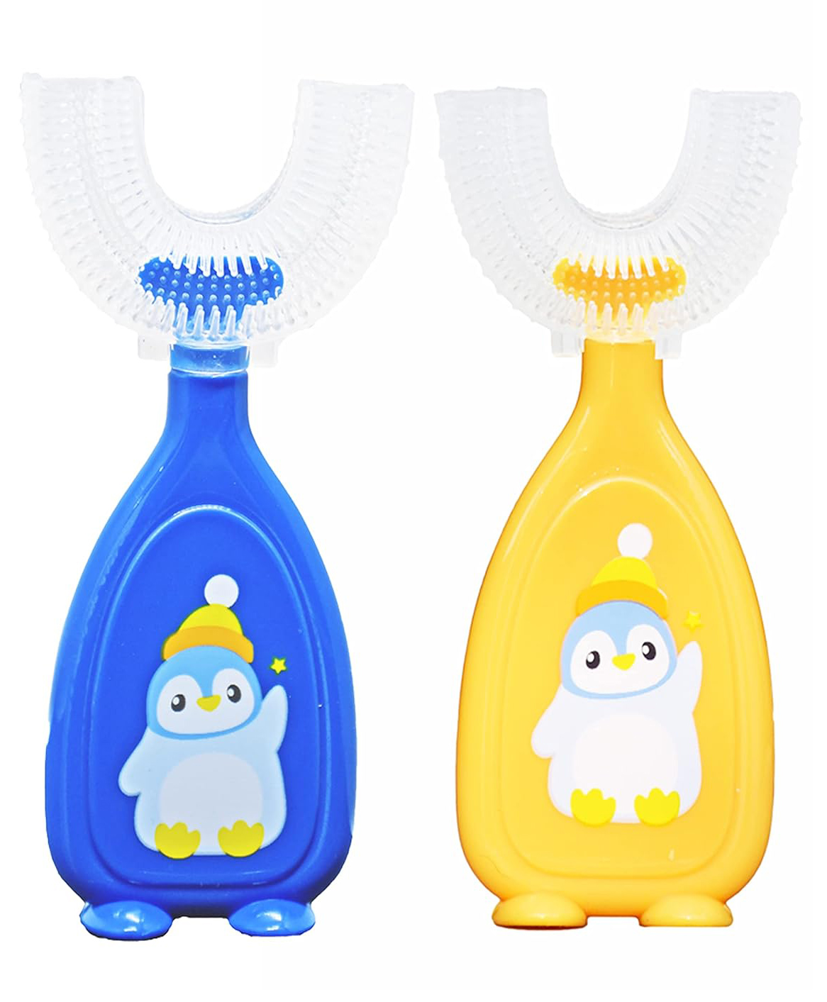 TOYPENTER U-Shaped Toothbrush for Baby | 360° Oral Teeth Cleaning Tools | Infants Toothbrush with Food Grade Silicone Head | Manual Toothbrush For new Born Baby (Pack of 2) (Blue & Yellow)-image-34