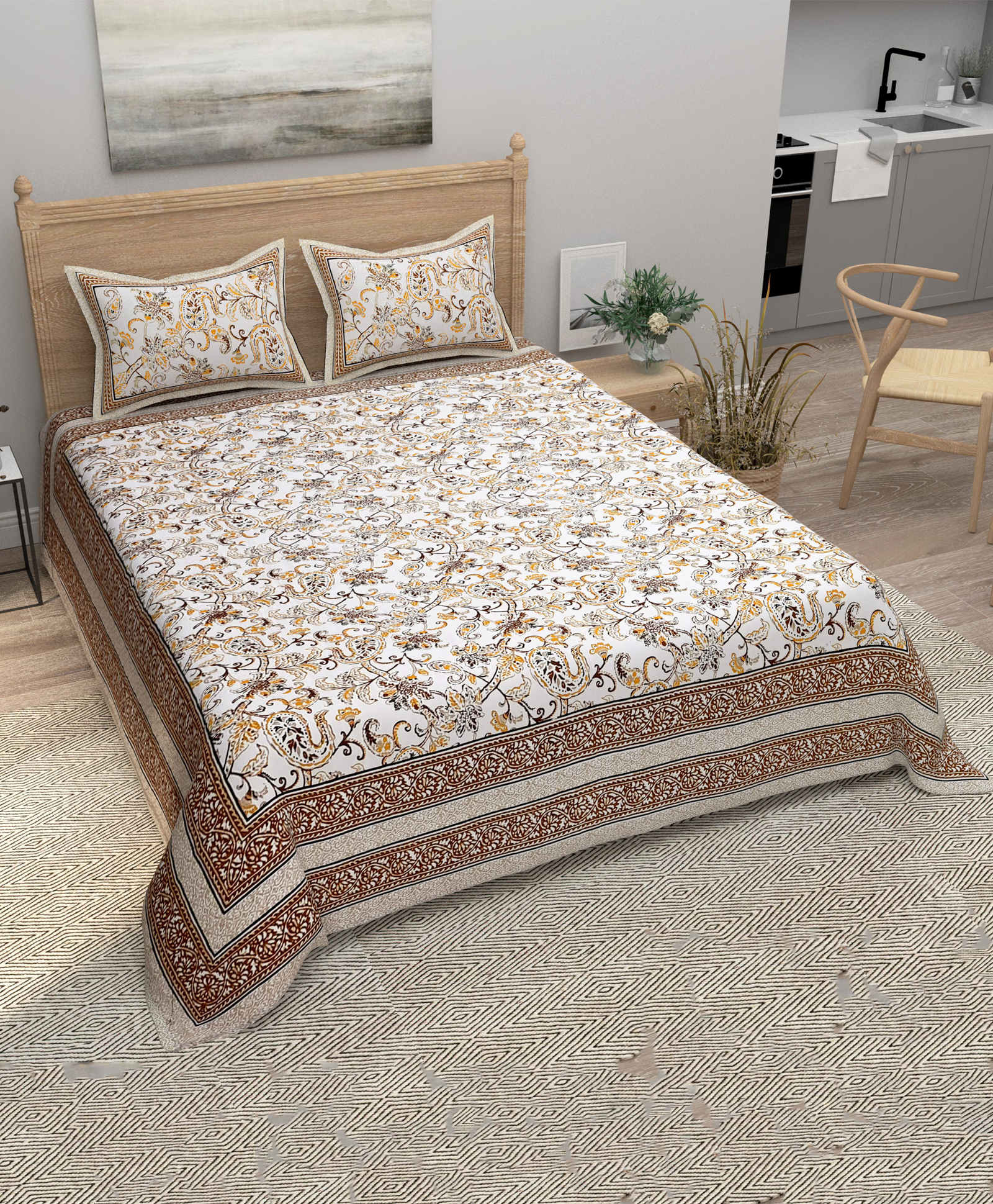 Bombay Spreads 100 Percent Cotton Maroon Color King Size Bedsheet With 2 Pillow Covers 140 Thread Count-image-40