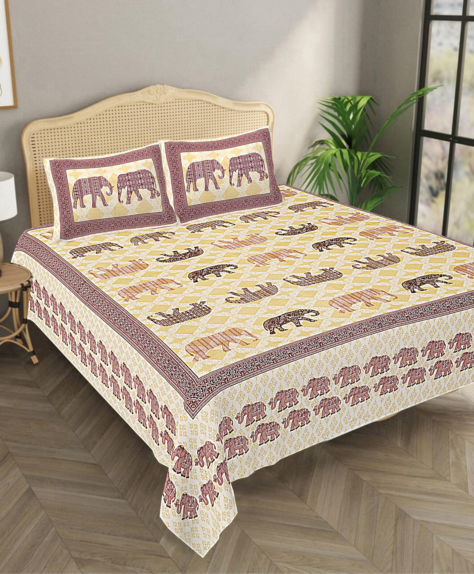 Bombay Spreads 100 Percent Cotton Peach Color King Size Bedsheet With 2 Pillow Cover 140 Thread Count-image-46