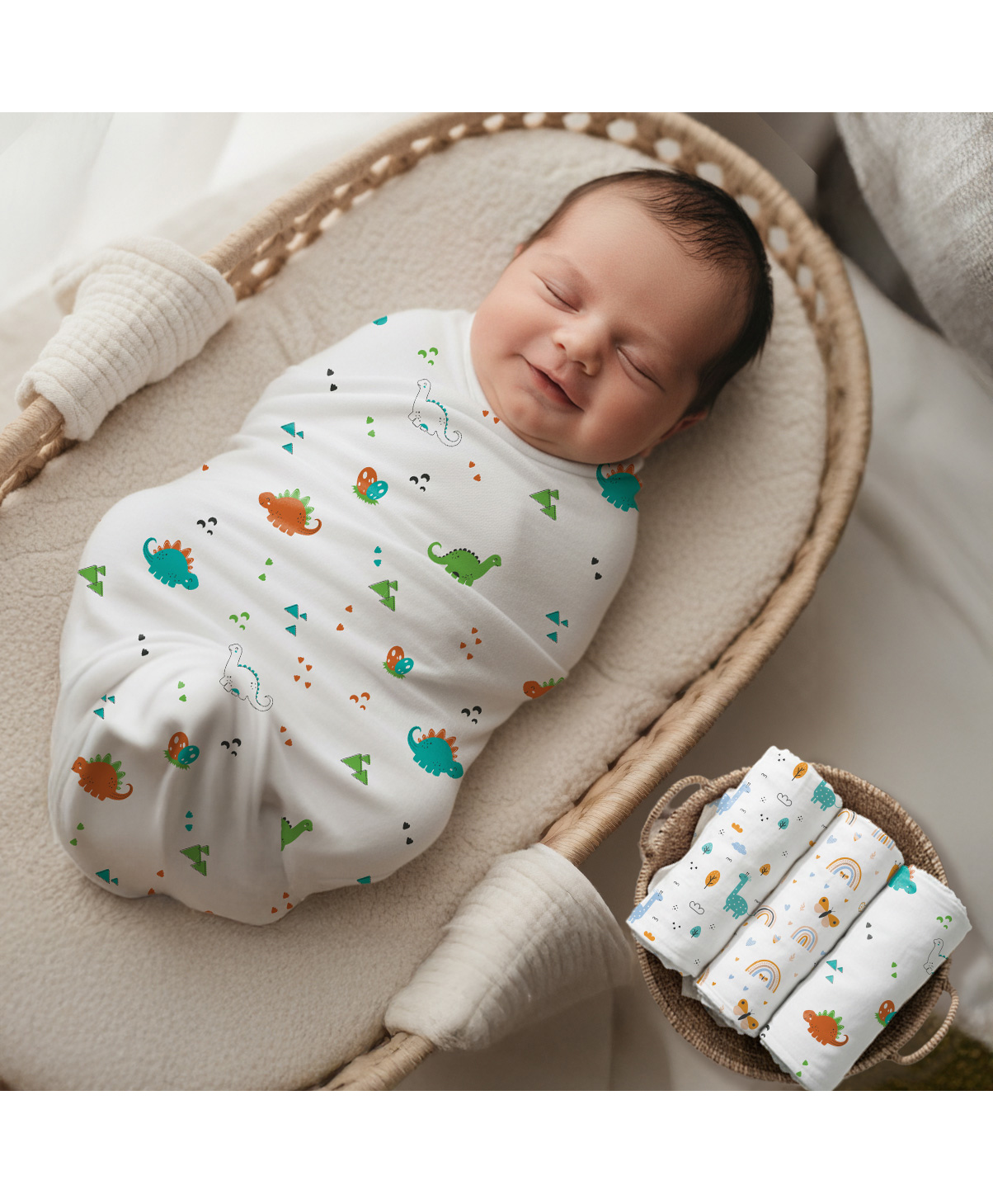 R for Rabbit Cuddlez Swaddle Wrapper White - Pack of 3-image-46