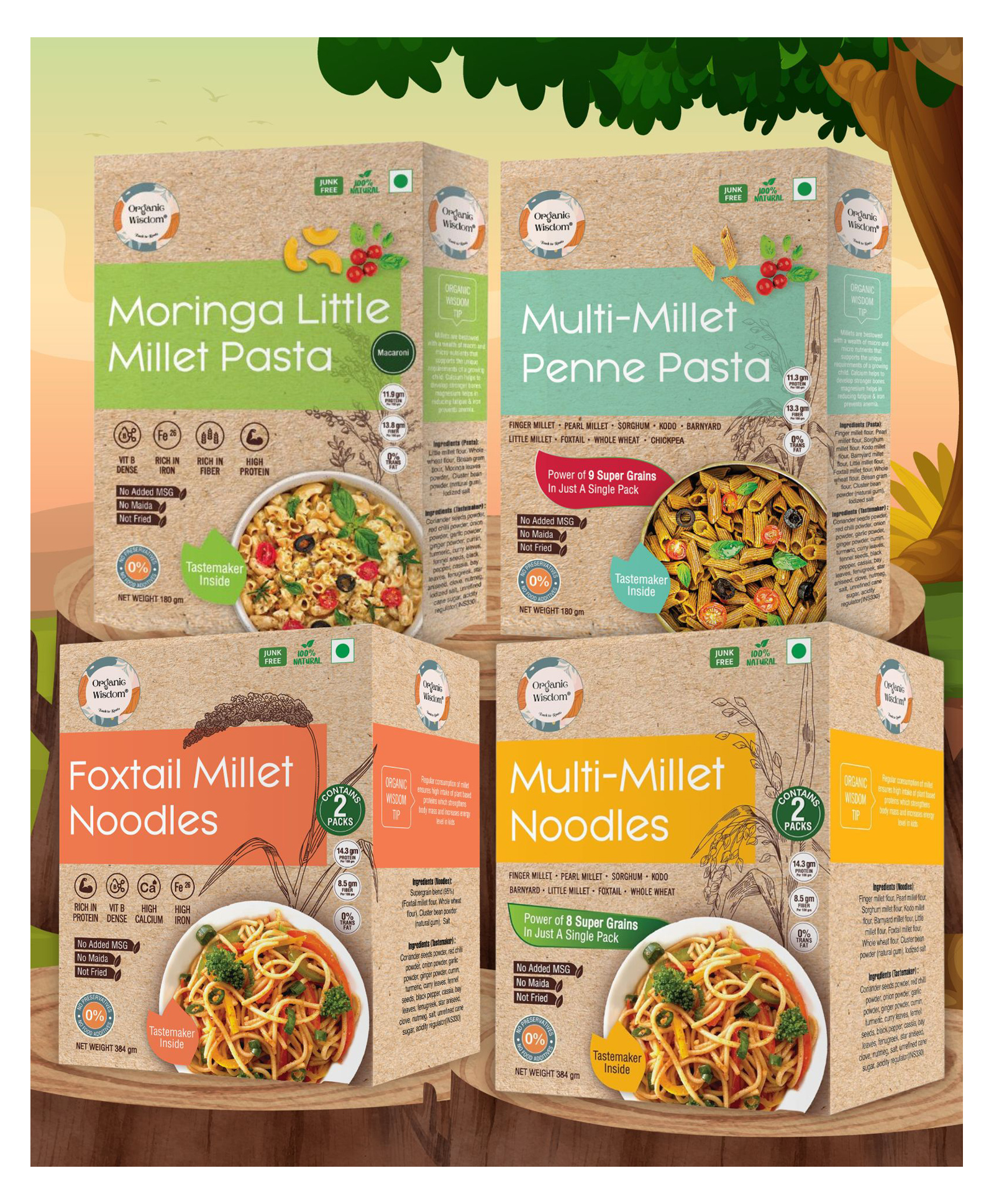 Organic Wisdom- Healthy & Junk Free combo of Millet Noodles & Pasta| Junk Free, No Maida & MSG -1128 g-image-49