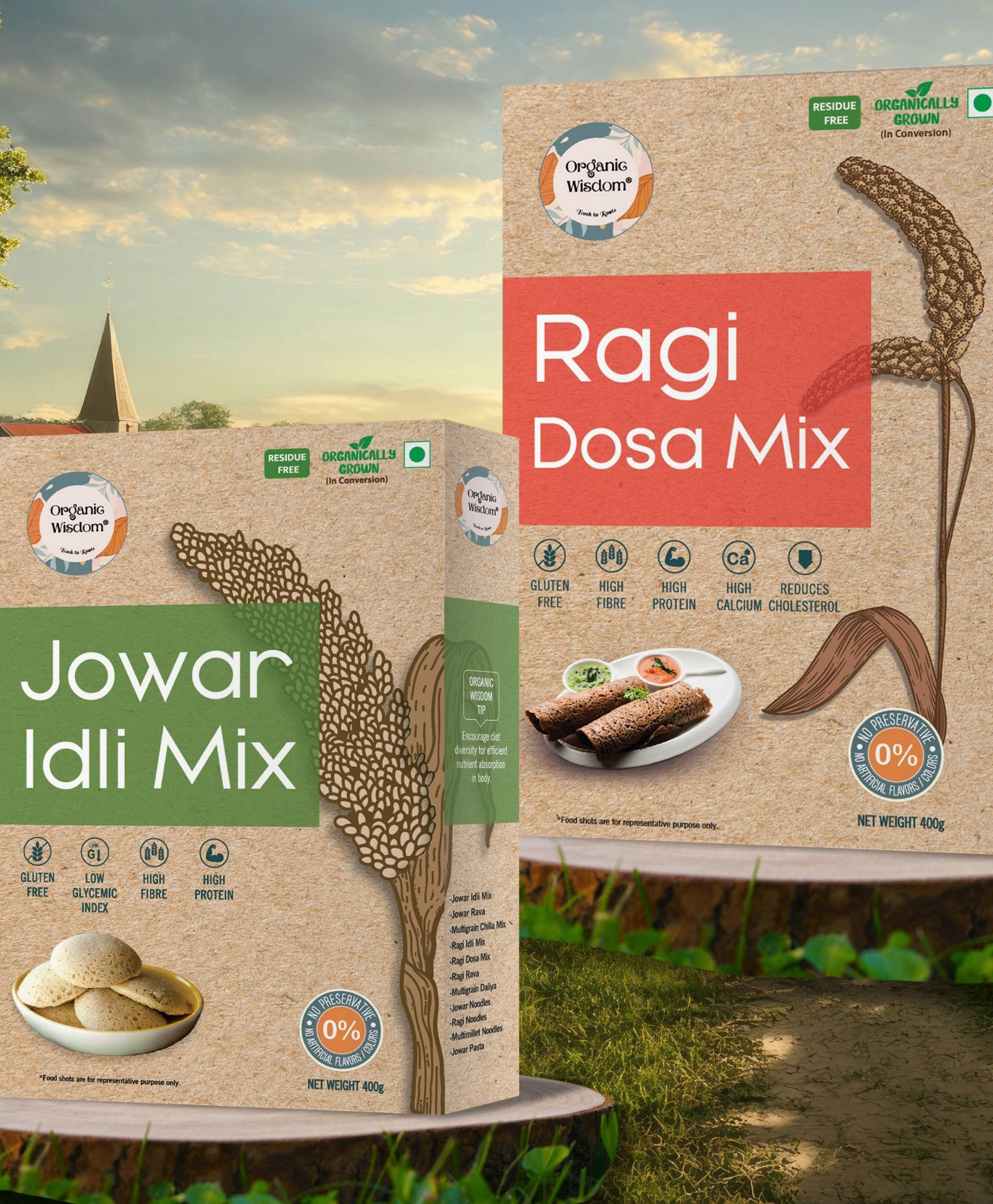 Organic Wisdom-Back to Roots Jowar Idli & Ragi Dosa Mix Combo| 400g each|100% Natural & Gluten Free|Stone Grounded| Healthy Breakfast-image-47