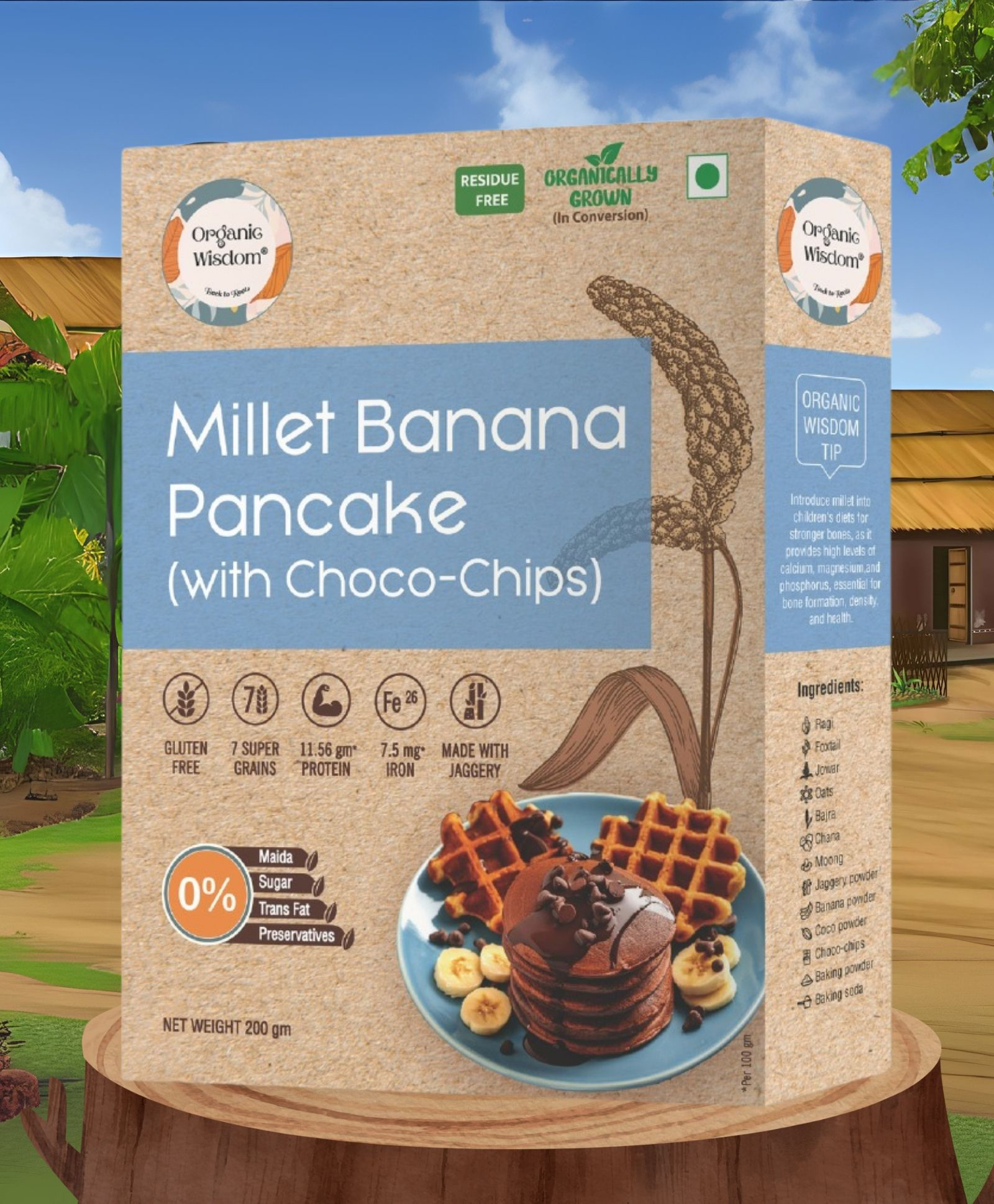 organic wisdom Organic Wisdom-Gluten Free Millet Banana Pancake(with Choco-Chips) 200g | Instant & easy to make| Made with 7 super grains & Jaggery | No maida, sugar & transfat|-picture-12