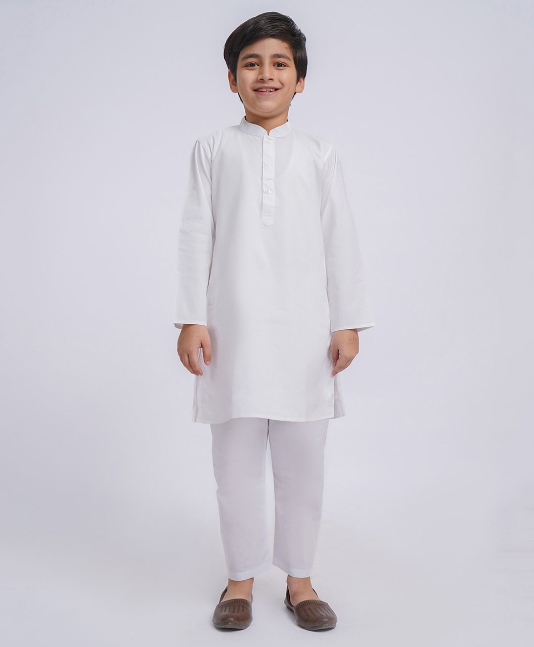 Vastramay Cotton Full Sleeves Solid Kurta Pyjama Set - White-picture-15