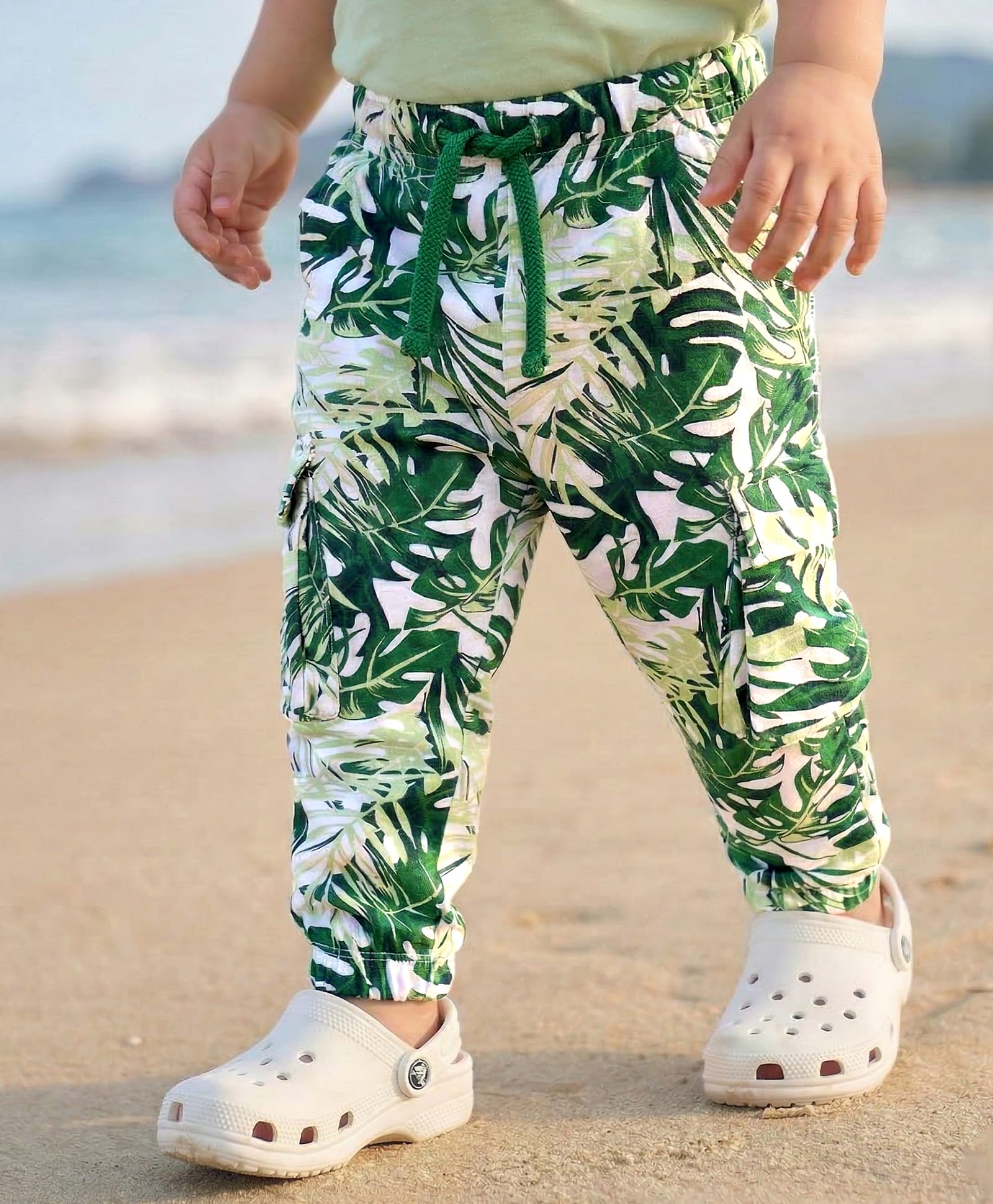 Babyoye 100% Cotton Full Length Trouser With Leaves Print - Green-picture-23