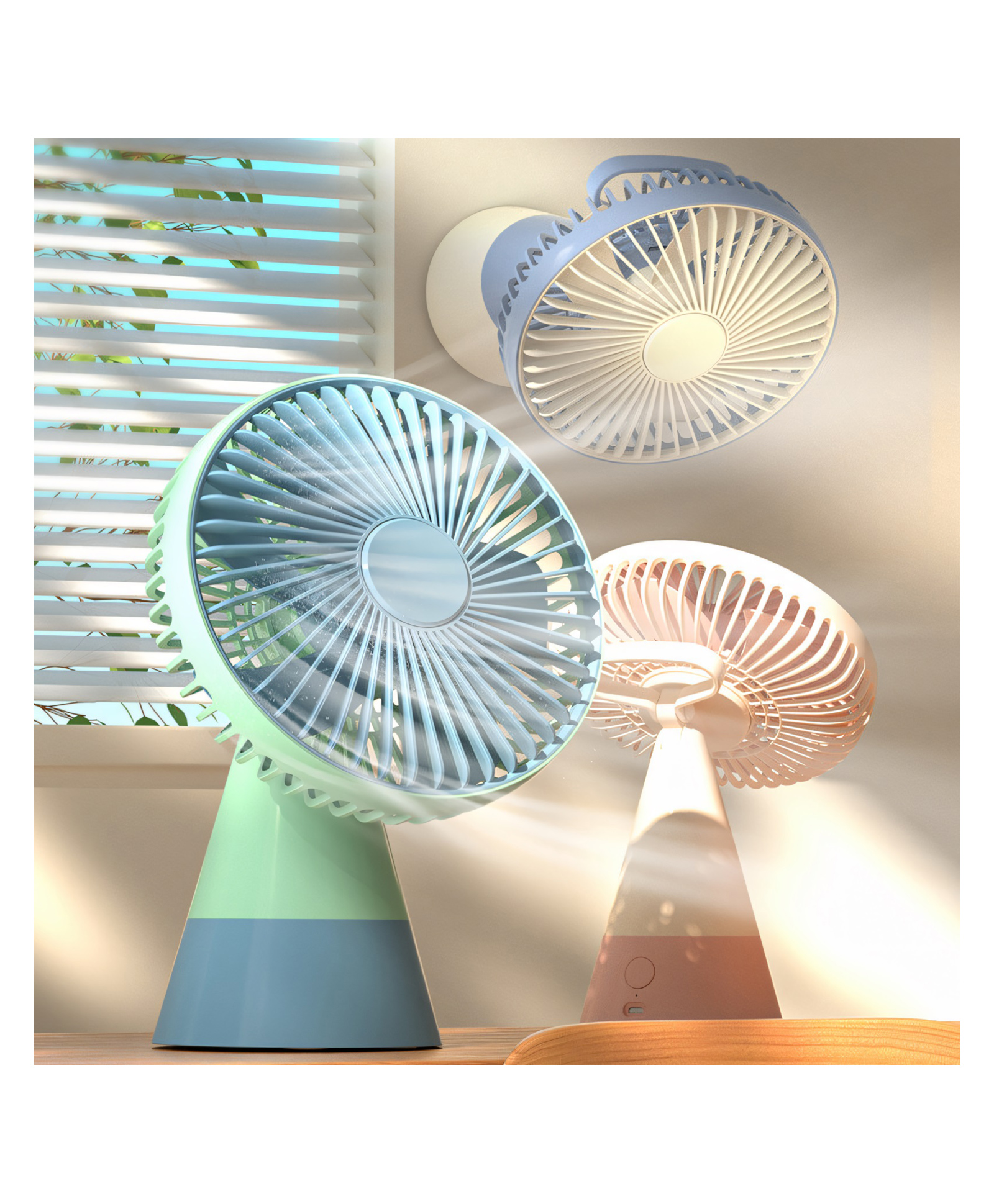 Sanjary Rechargeable USB Charging Fan, Battery-Operated Desktop Cooling Fan, USB-C Fan for Office and Home color design may vary-image-46