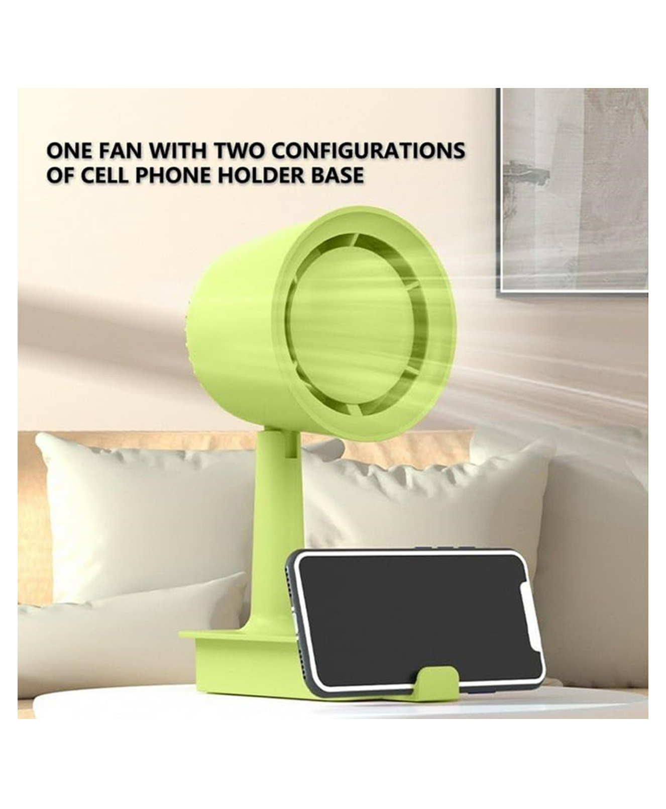 Sanjary Airpuro Rechargeable Portable Fan, USB Charging Fan, Battery-Operated Desktop Cooling Fan with mobile holder for Office and Home color design may vary-image-5