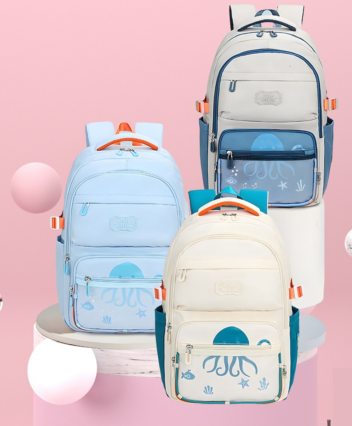 SANJARY Cute Octopus Design & Comfortable Shoulder School Backpack for Kidscolor design may vary Height 18 Inches-image-7