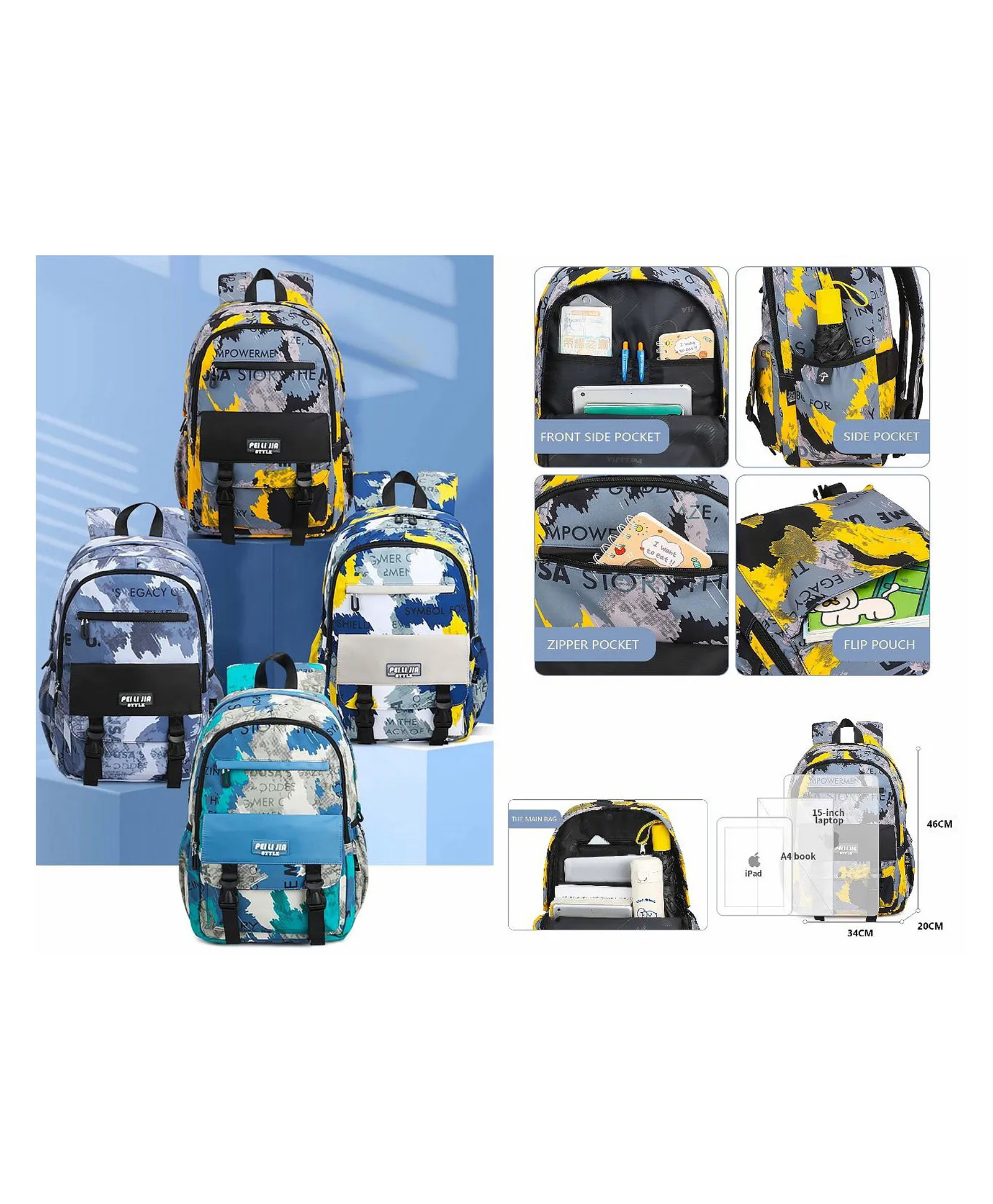 Sanjary Casual Design & Comfortable Shoulder School Backpack for Kids color design may vary - Height 18 Inch-image-32