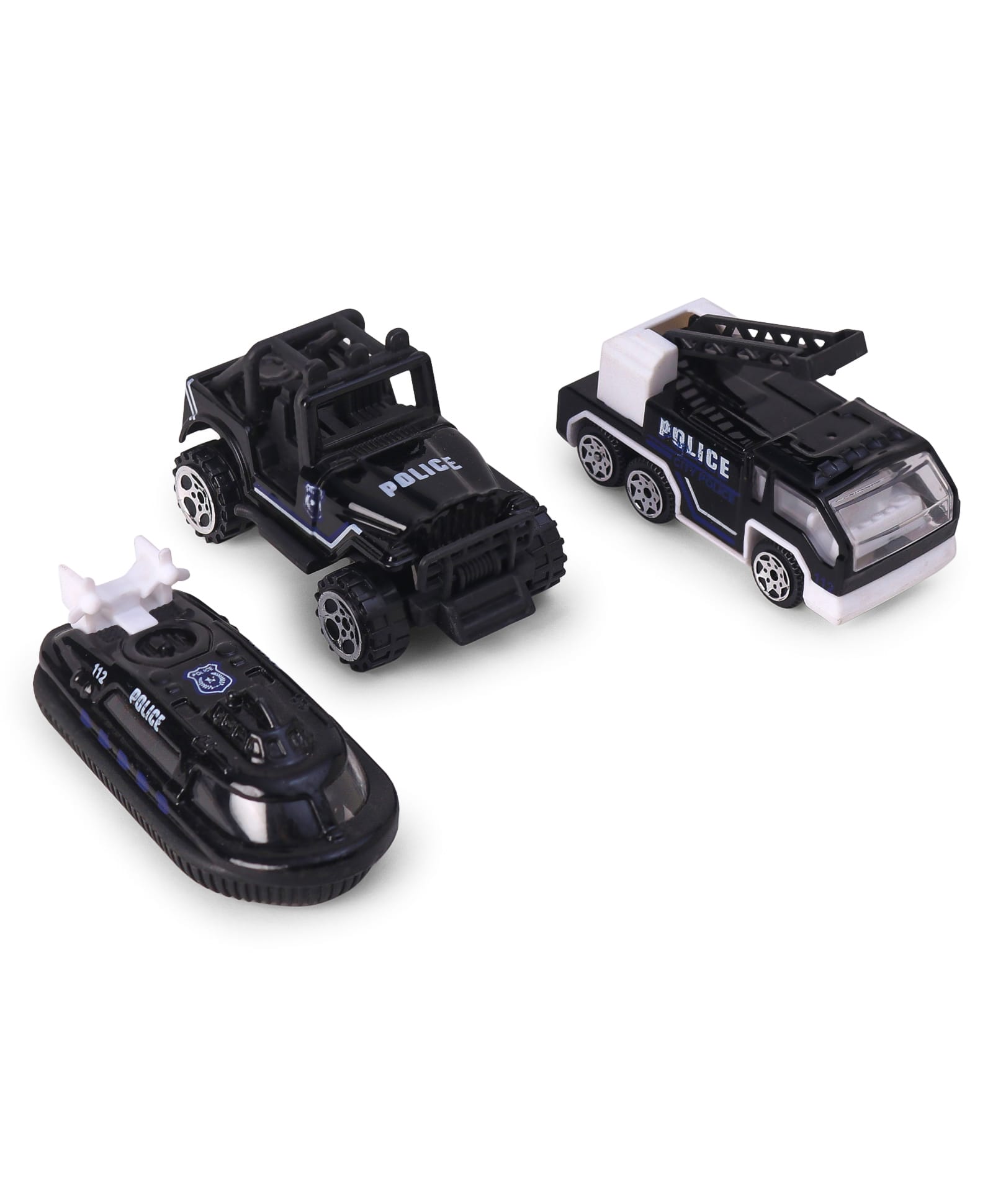 kids fun toys Kids FunDie Cast Military Jeep, Armoured Truck and Hovercraft Set of 3 - Black-picture-24