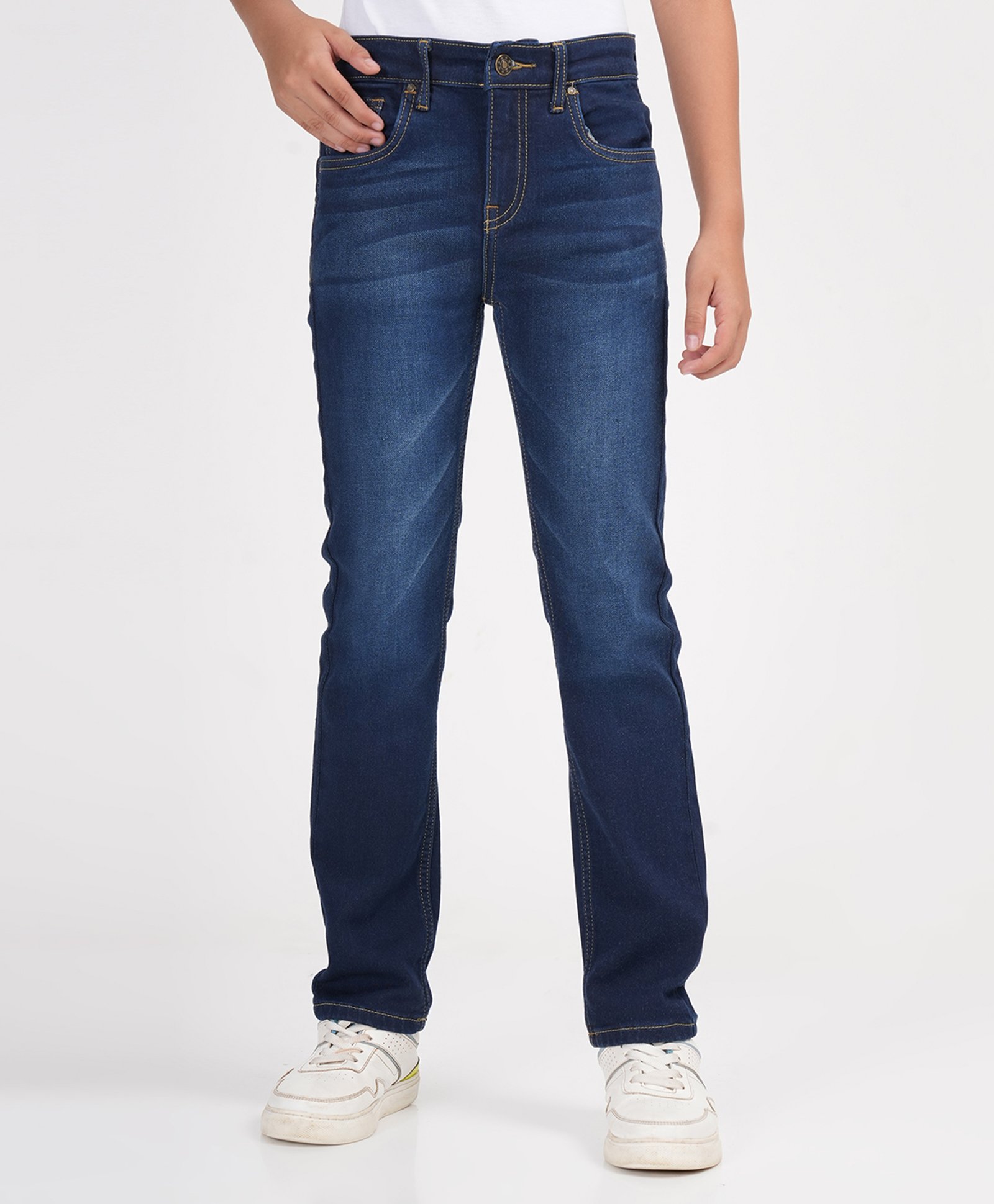 Zion Super Cotton Denim Mild Washed Jeans - Navy Blue-image-34
