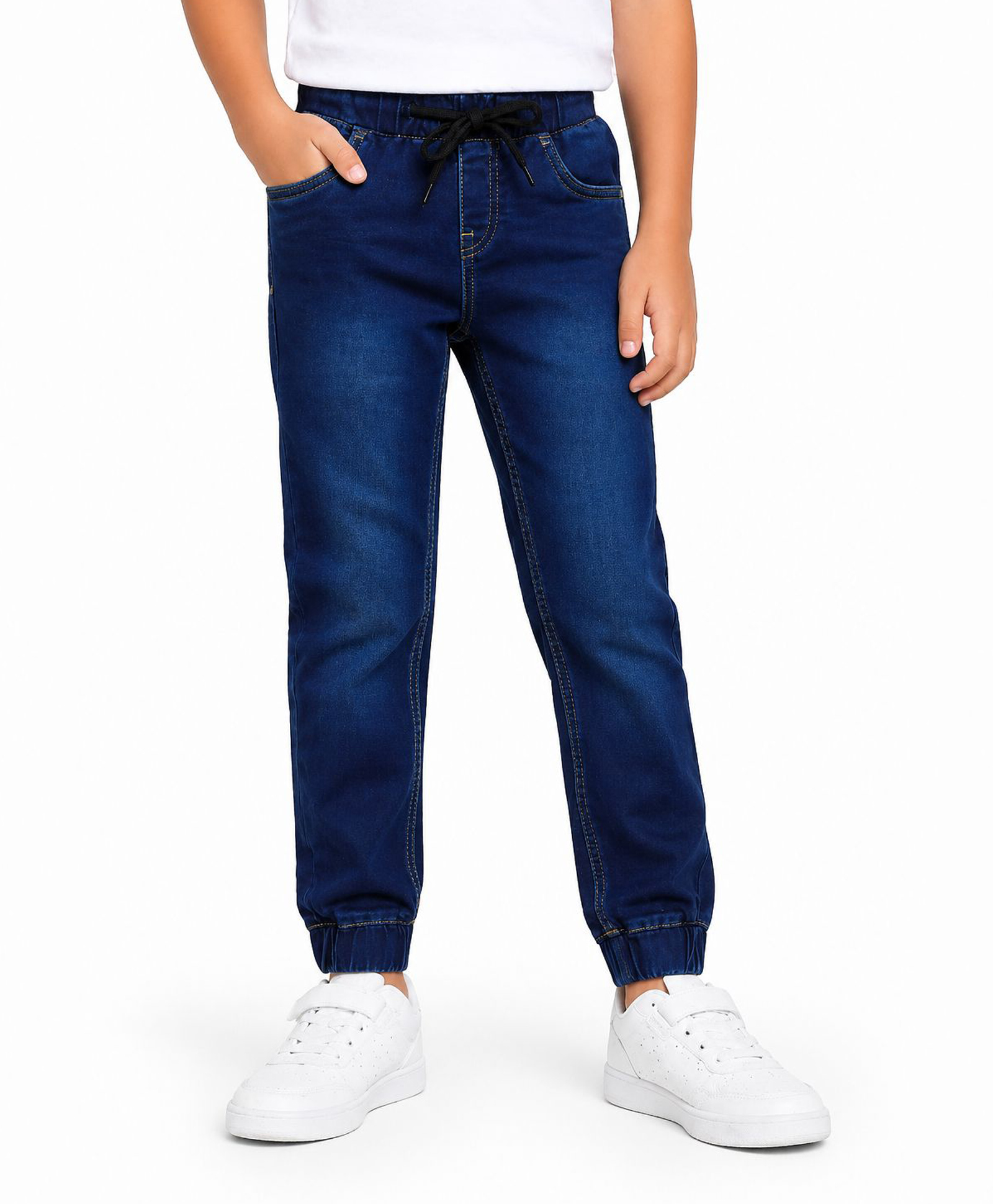 Zion Cotton Denim Mild Washed Joggers - Navy Blue-picture-11