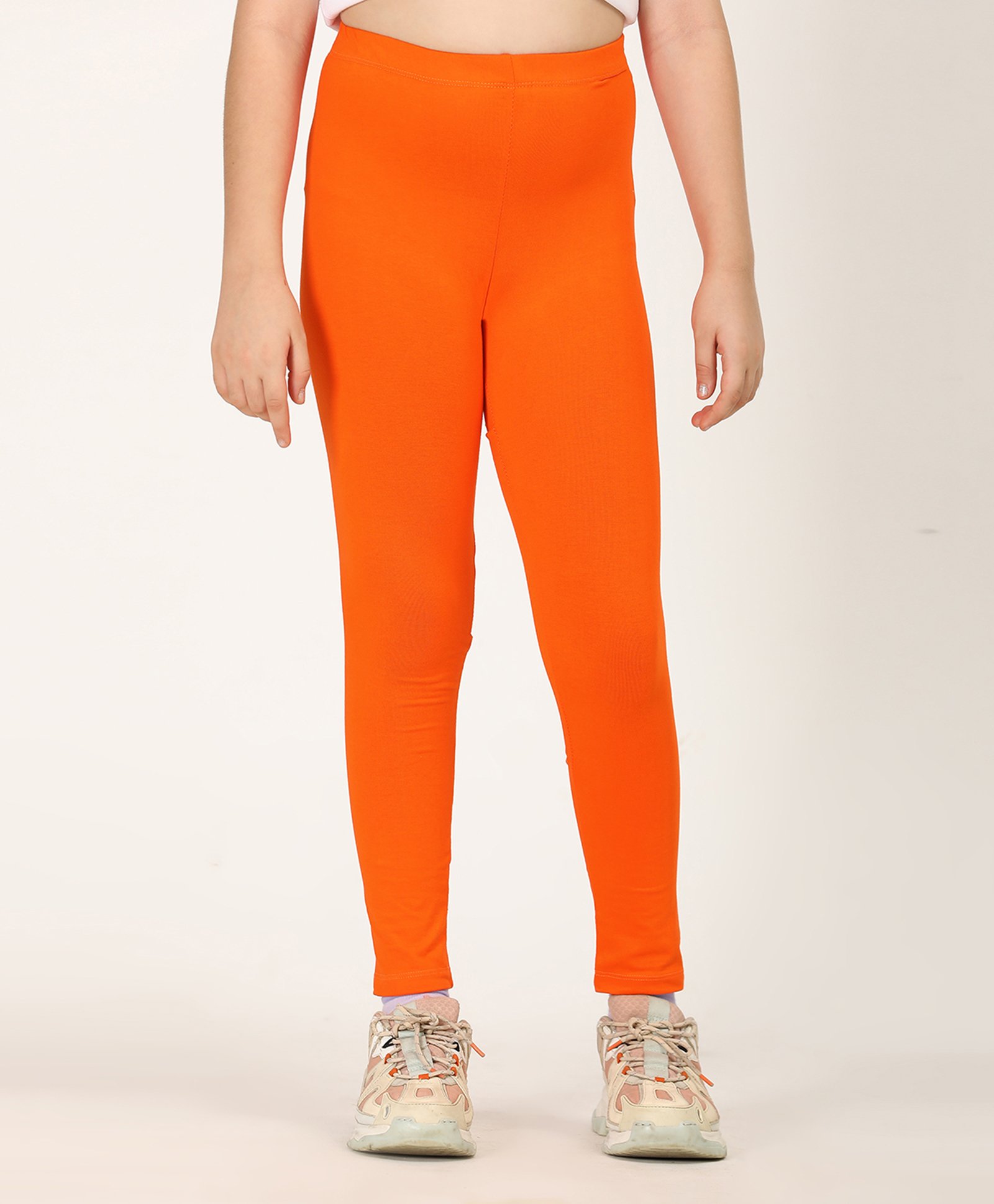 Zion Cotton Lycra Solid Leggings - Orange-image-24